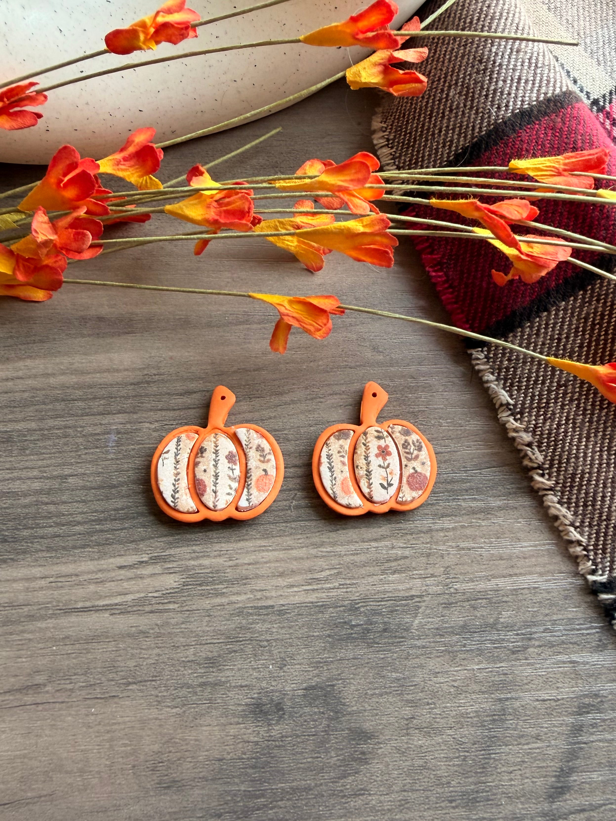 Pumpkin Floral Earrings