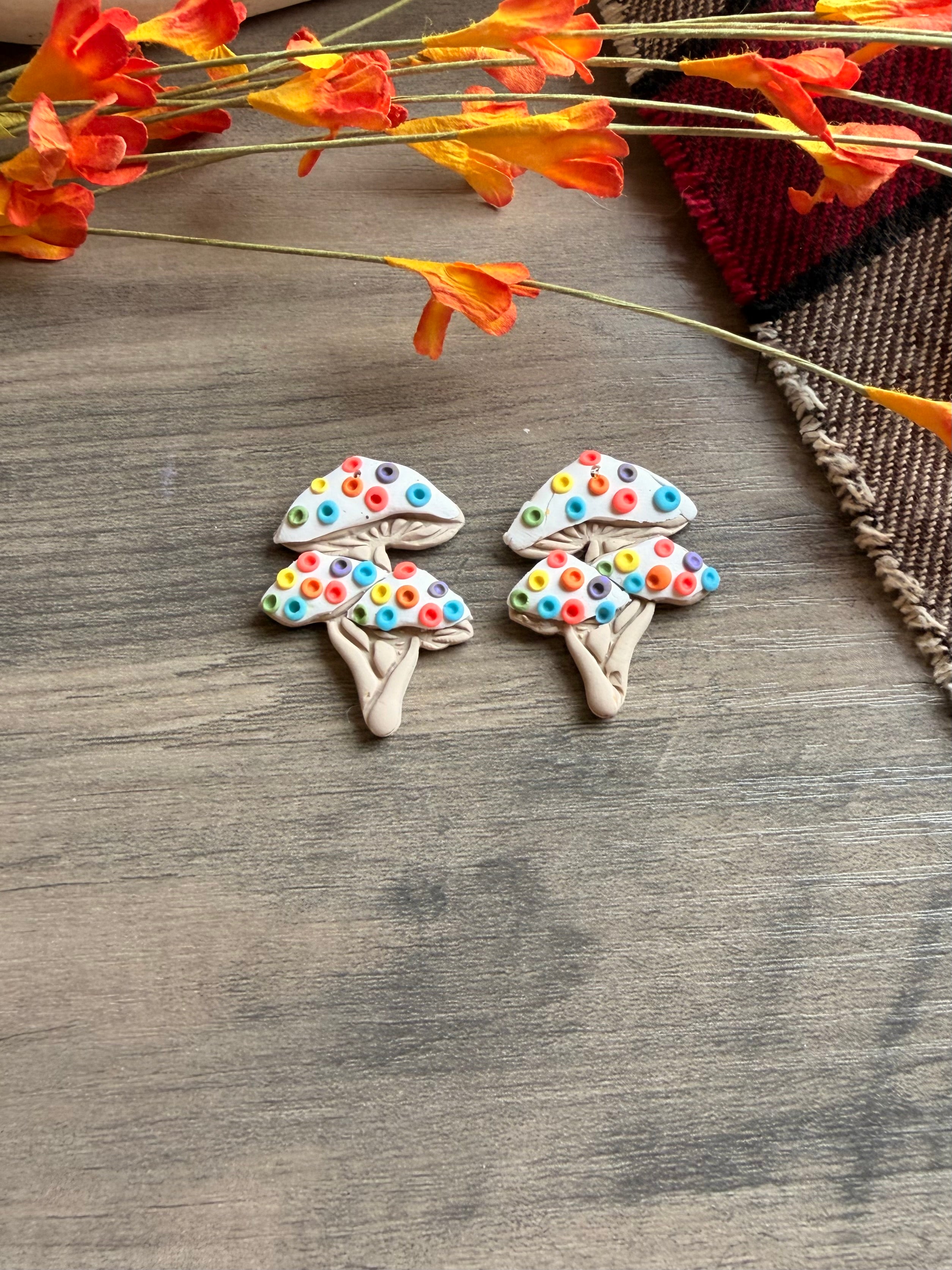 Playful Woodland Mushroom Earrings