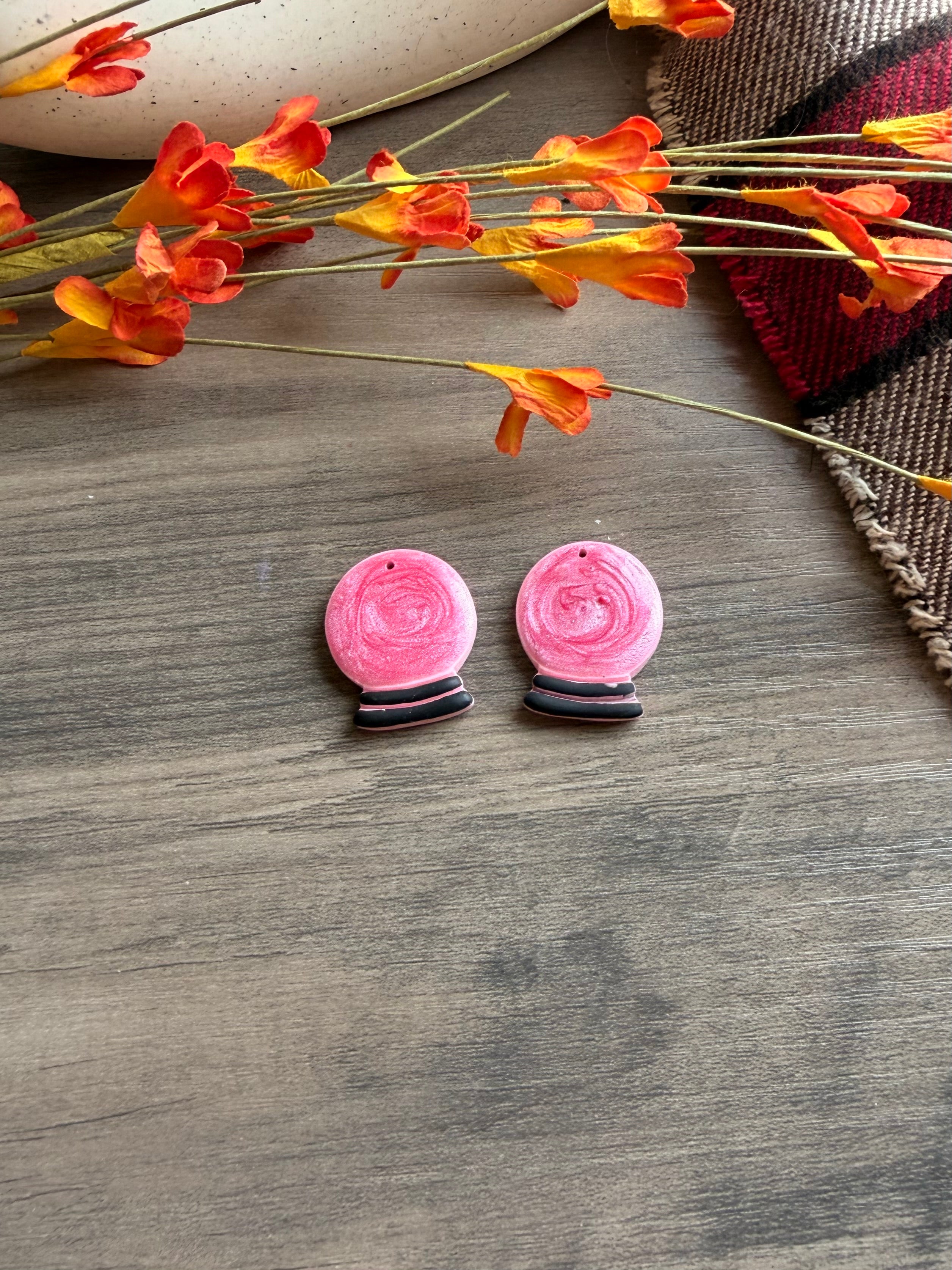 Pink Crystal Ball Earrings