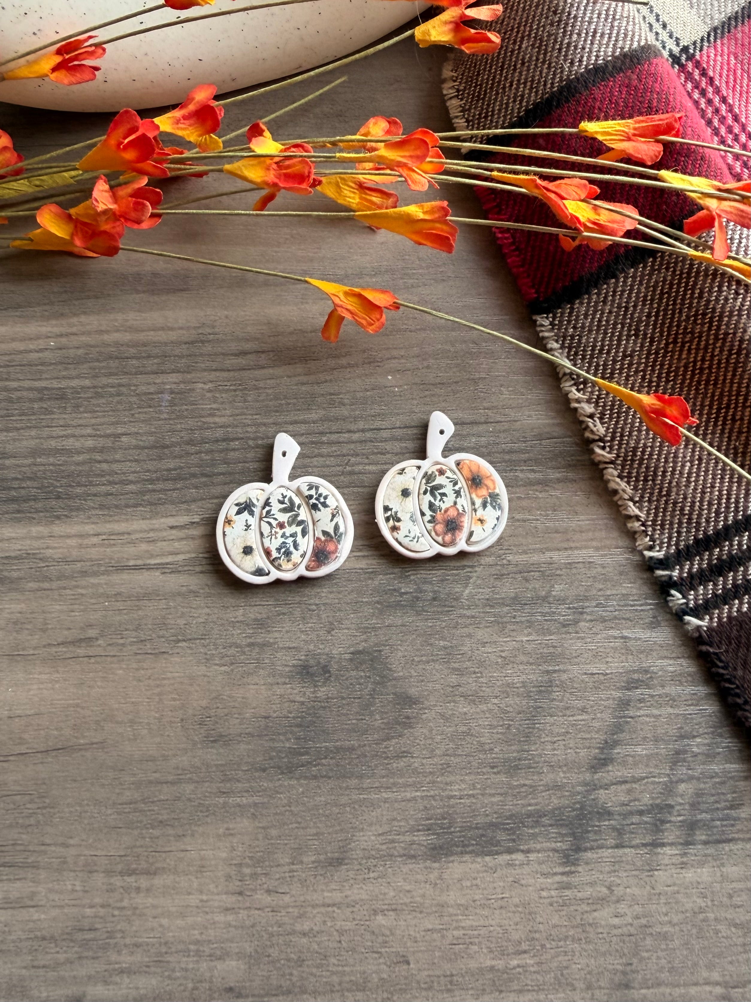 Vintage Pumpkin Floral Earrings