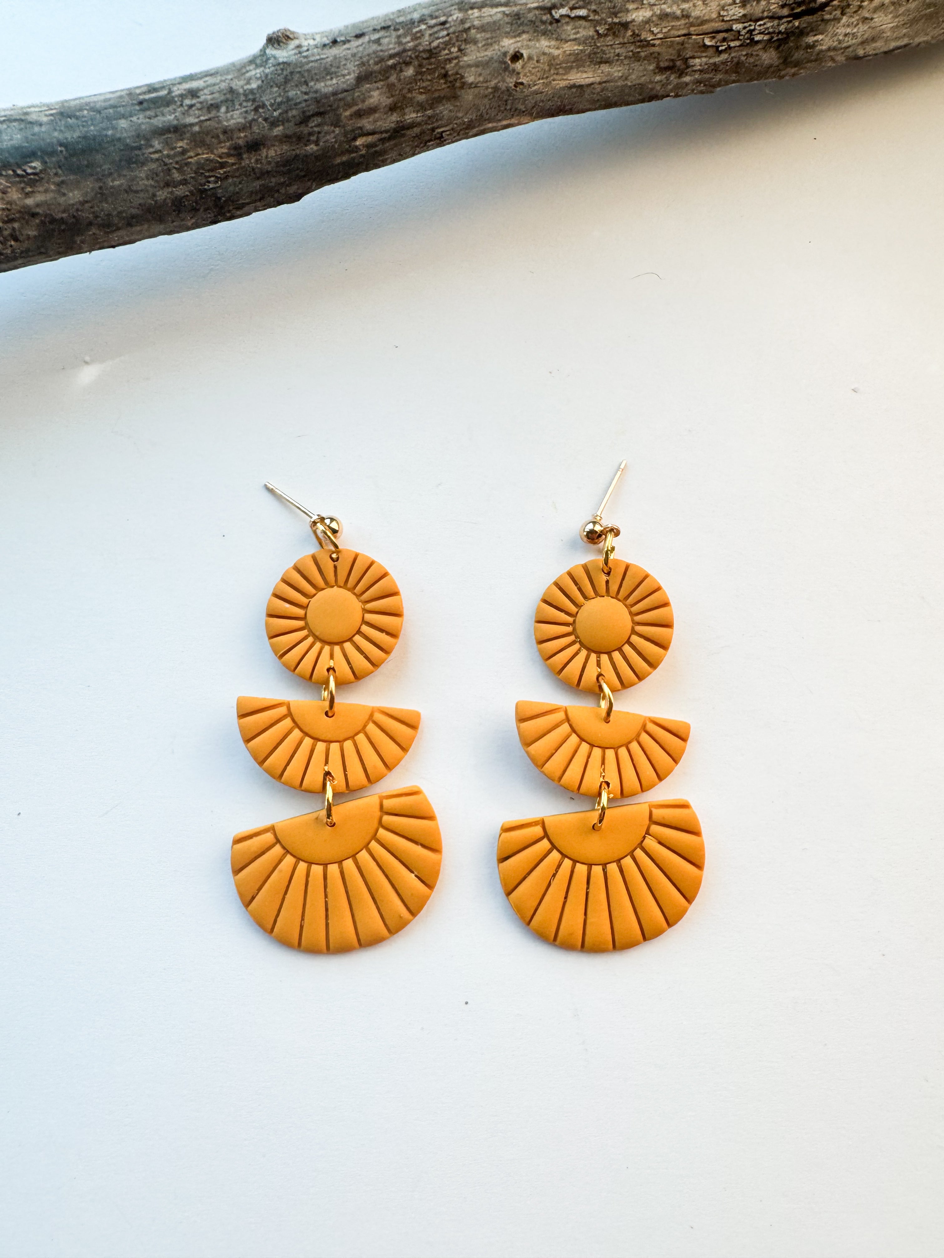 Triple Fan Sunburst Earrings
