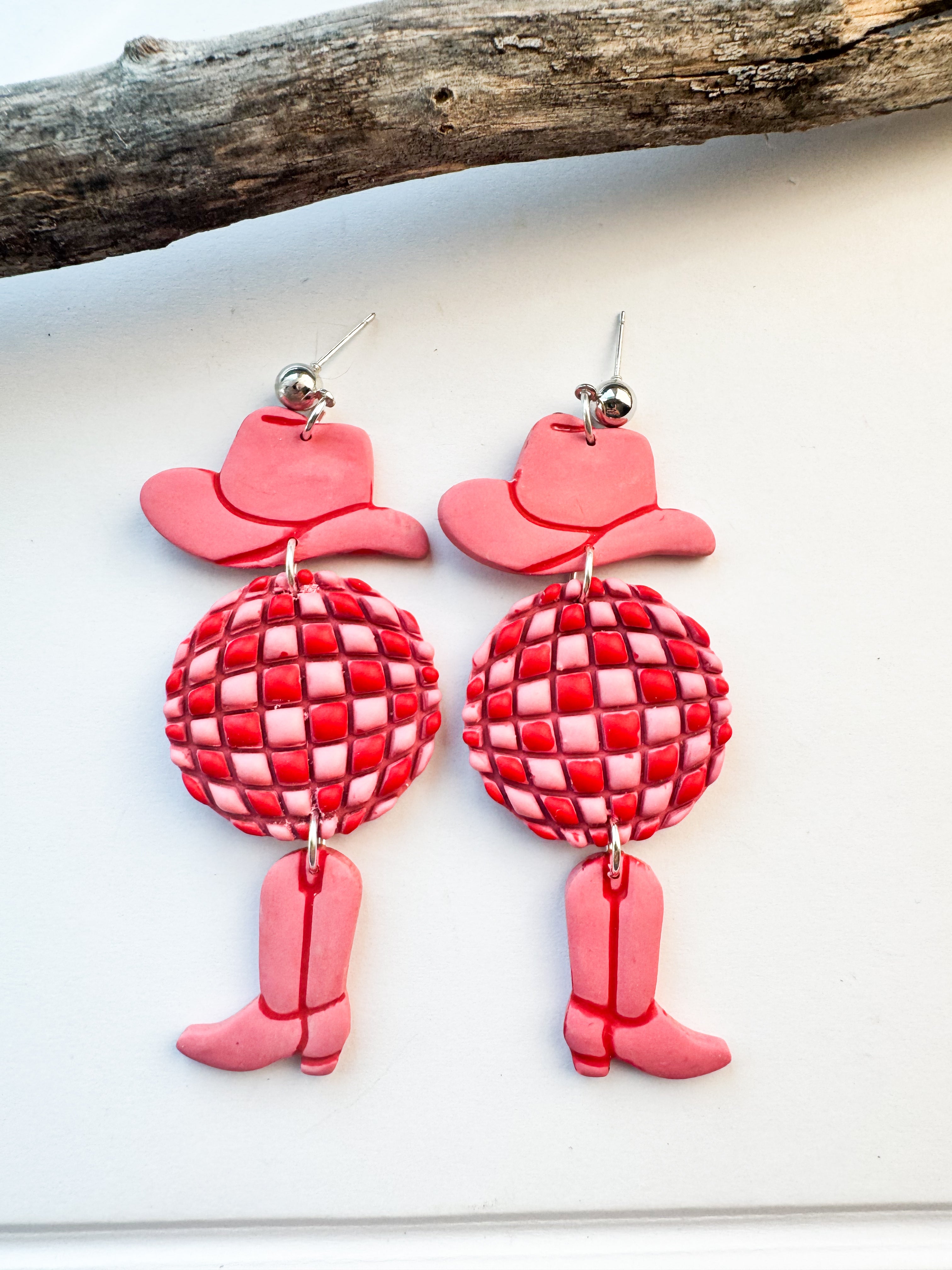 “Yeehaw After Dark” – Disco Cowgirl Earrings