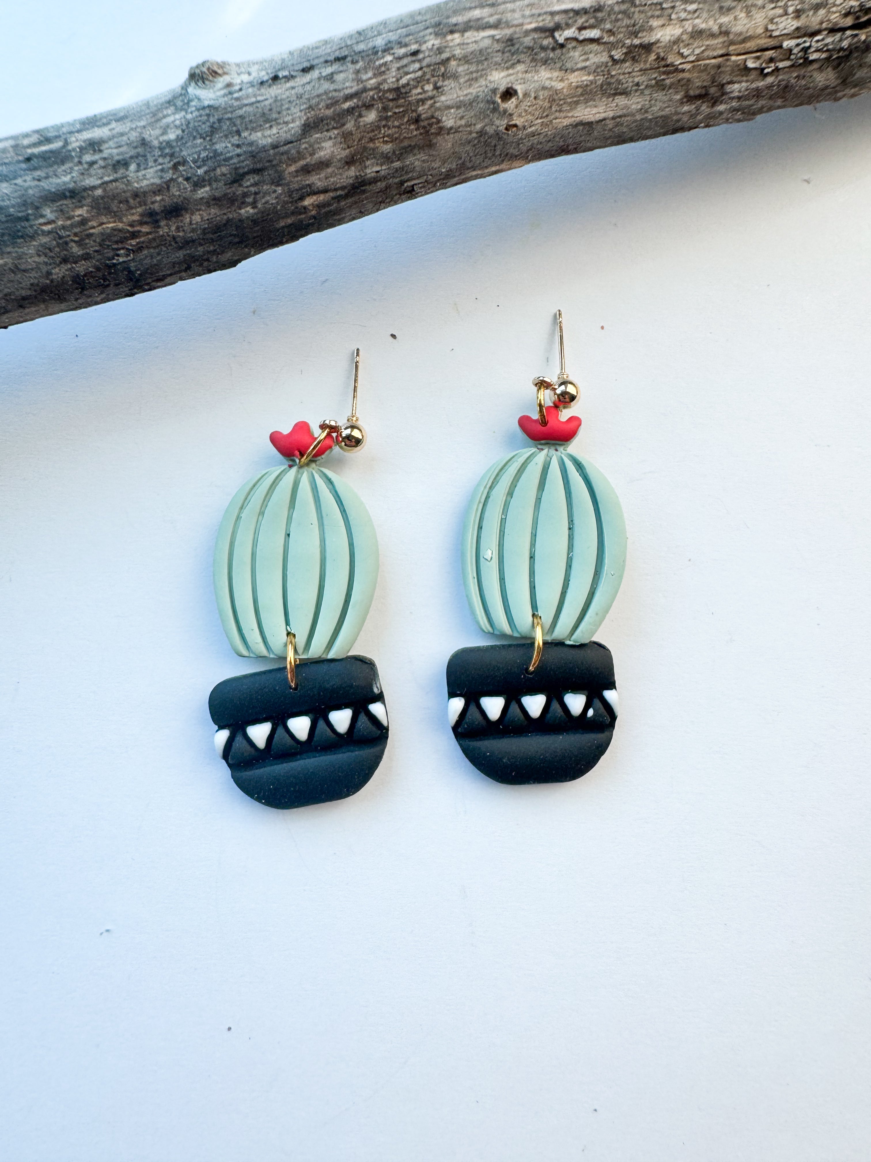 Cactus pot earrings