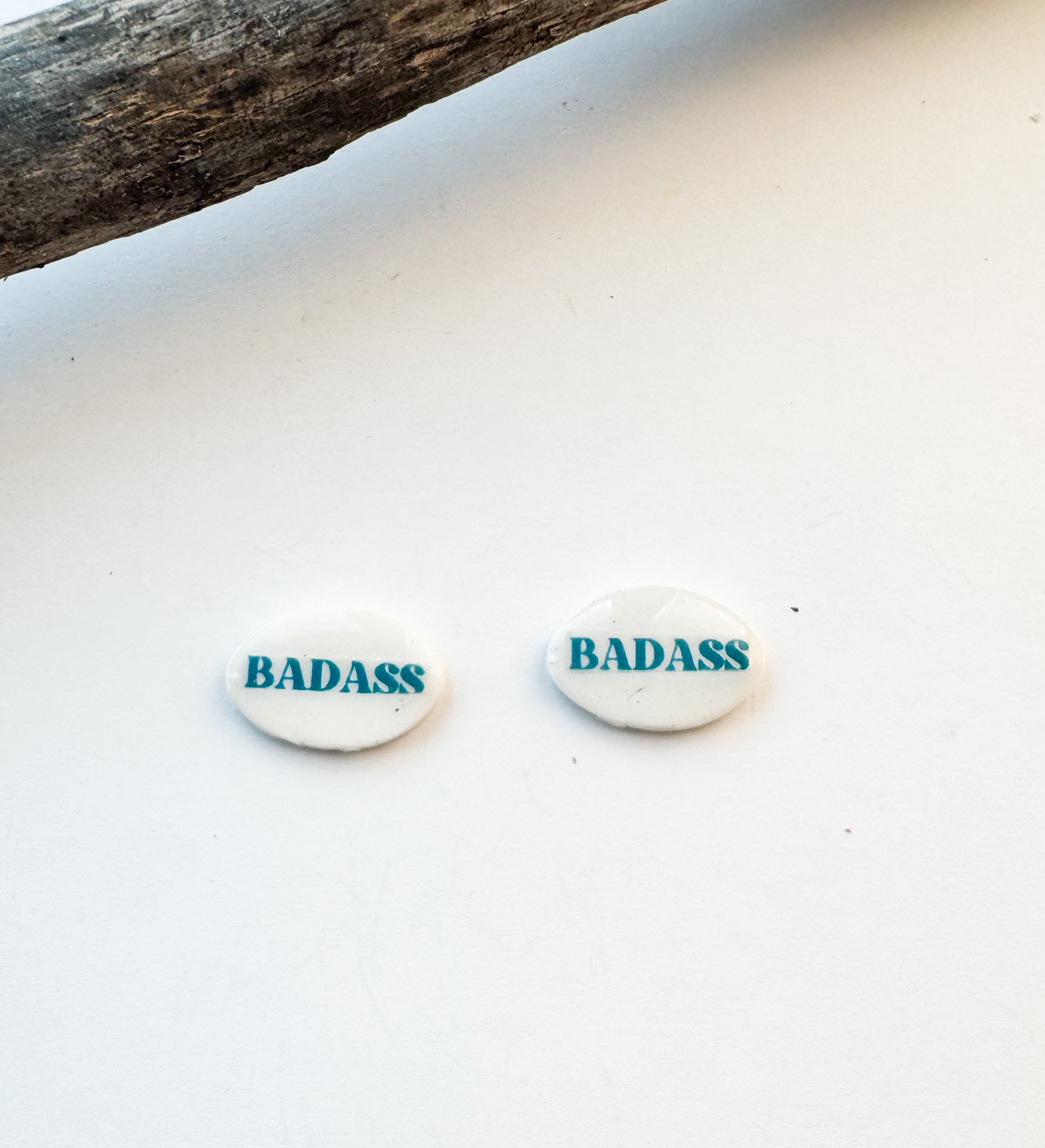 Western Phrase Studs - White