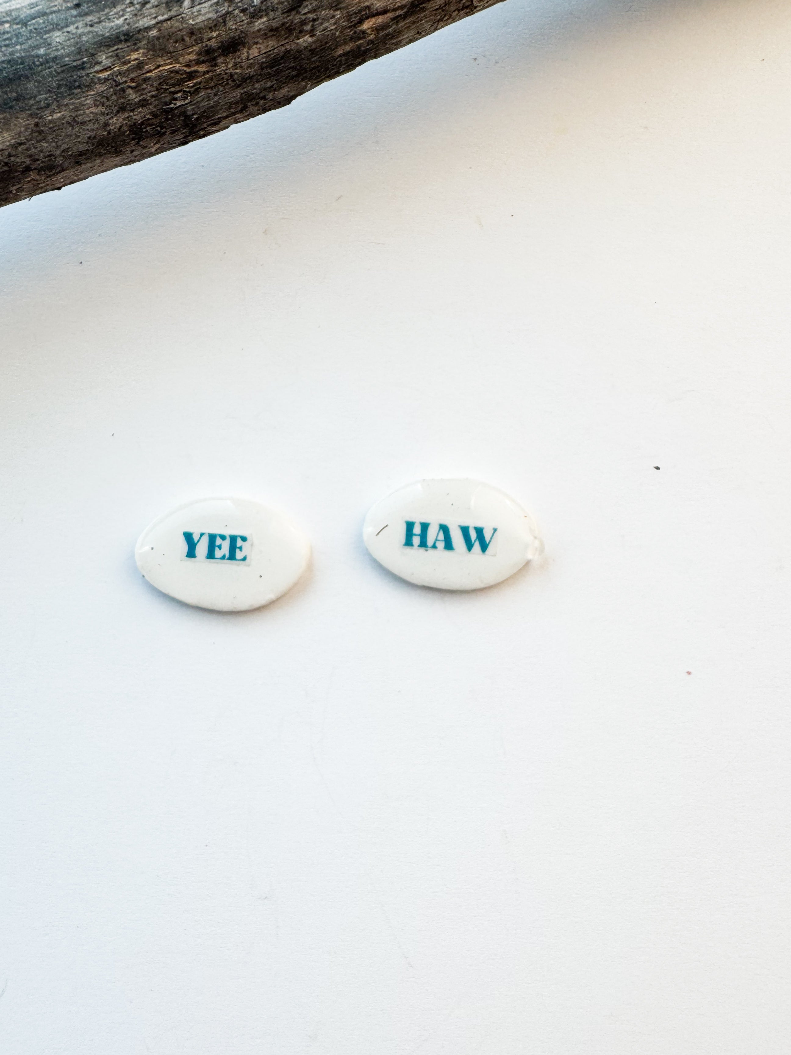 Western Phrase Studs - White