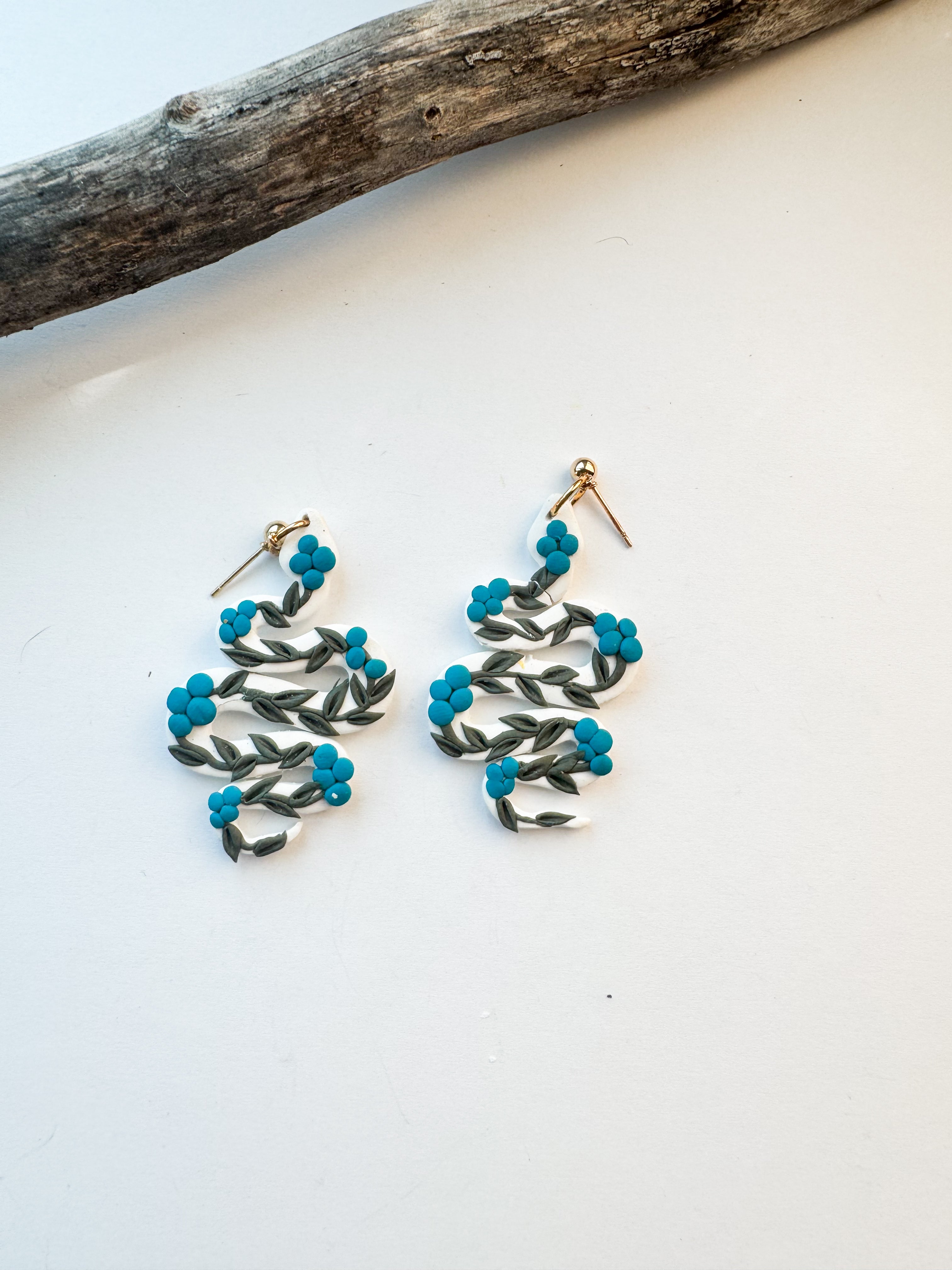 Floral Vine Snake Earrings