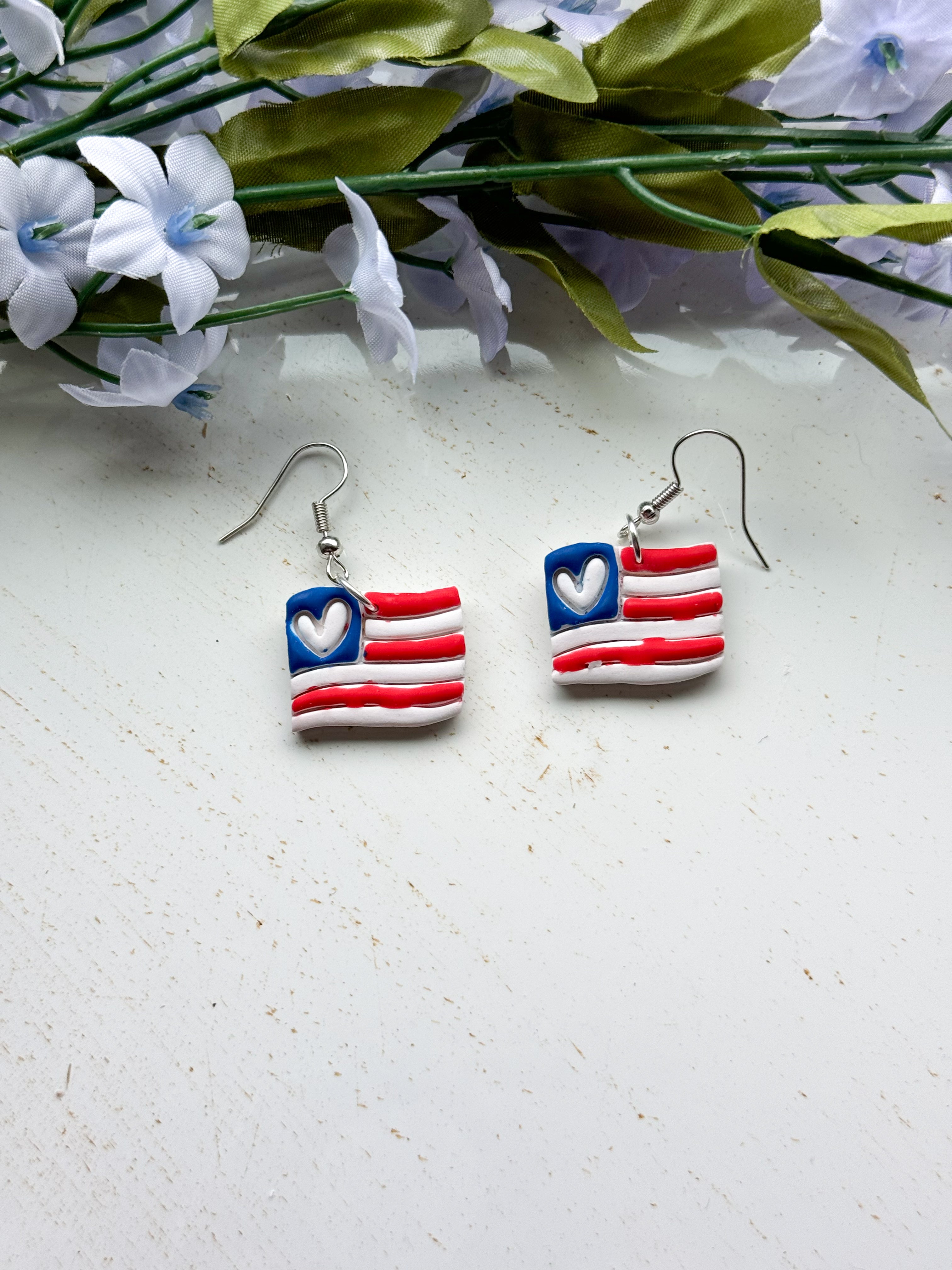 Flag Clay Earrings