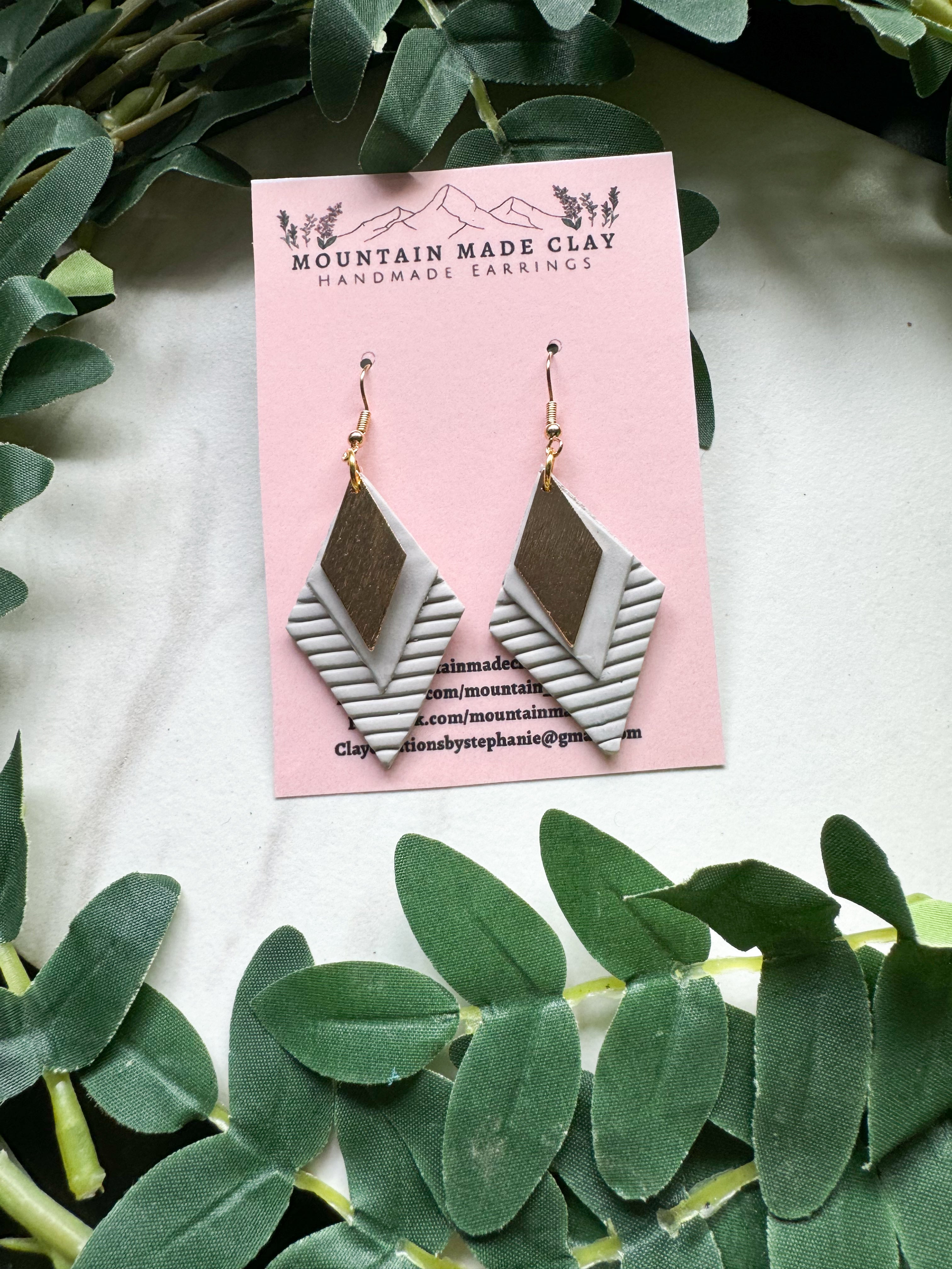 Layered Diamond Clay Earrings