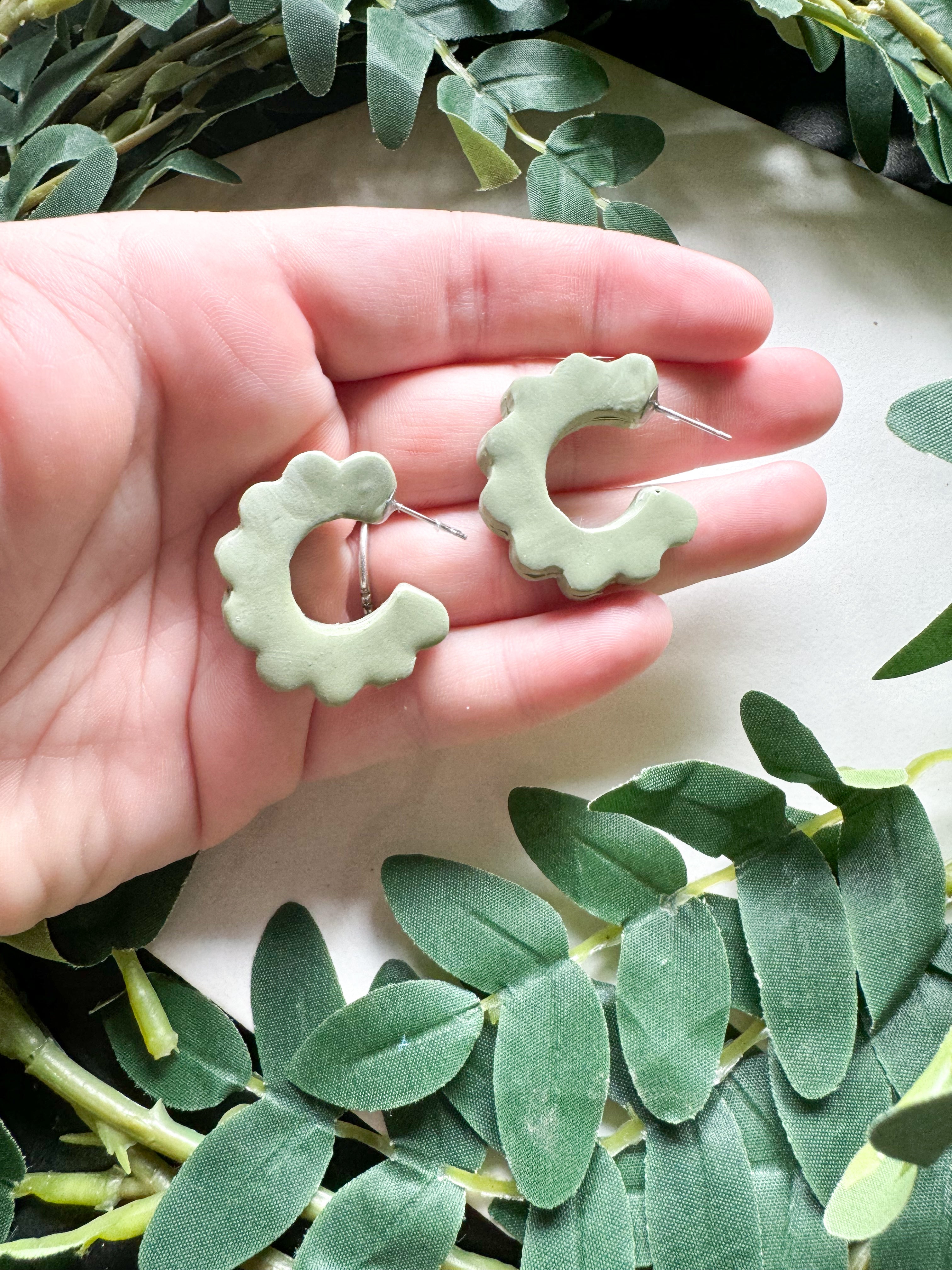 Clay Half  Hoop Earrings