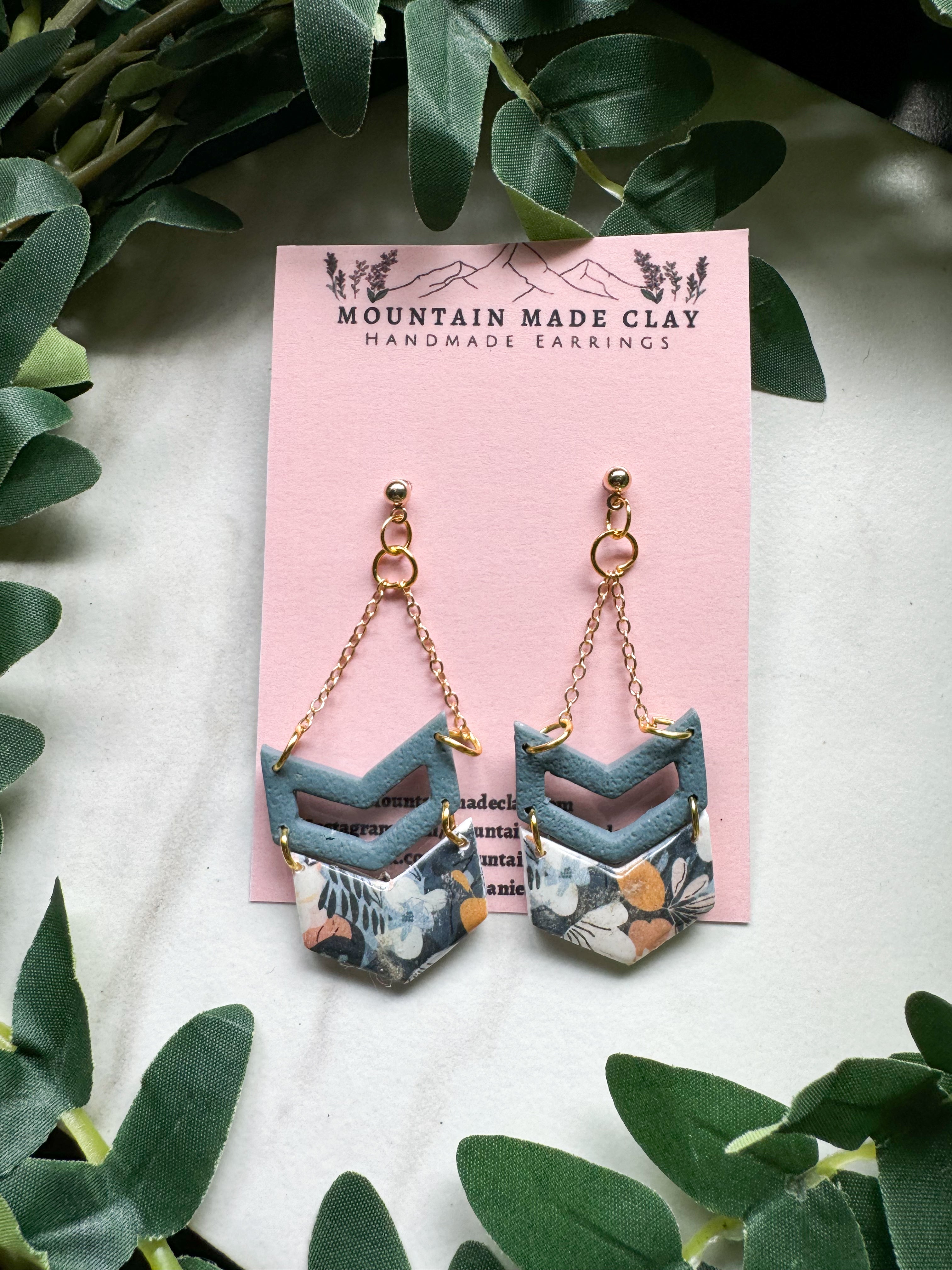 Chevron Chain Clay Earrings