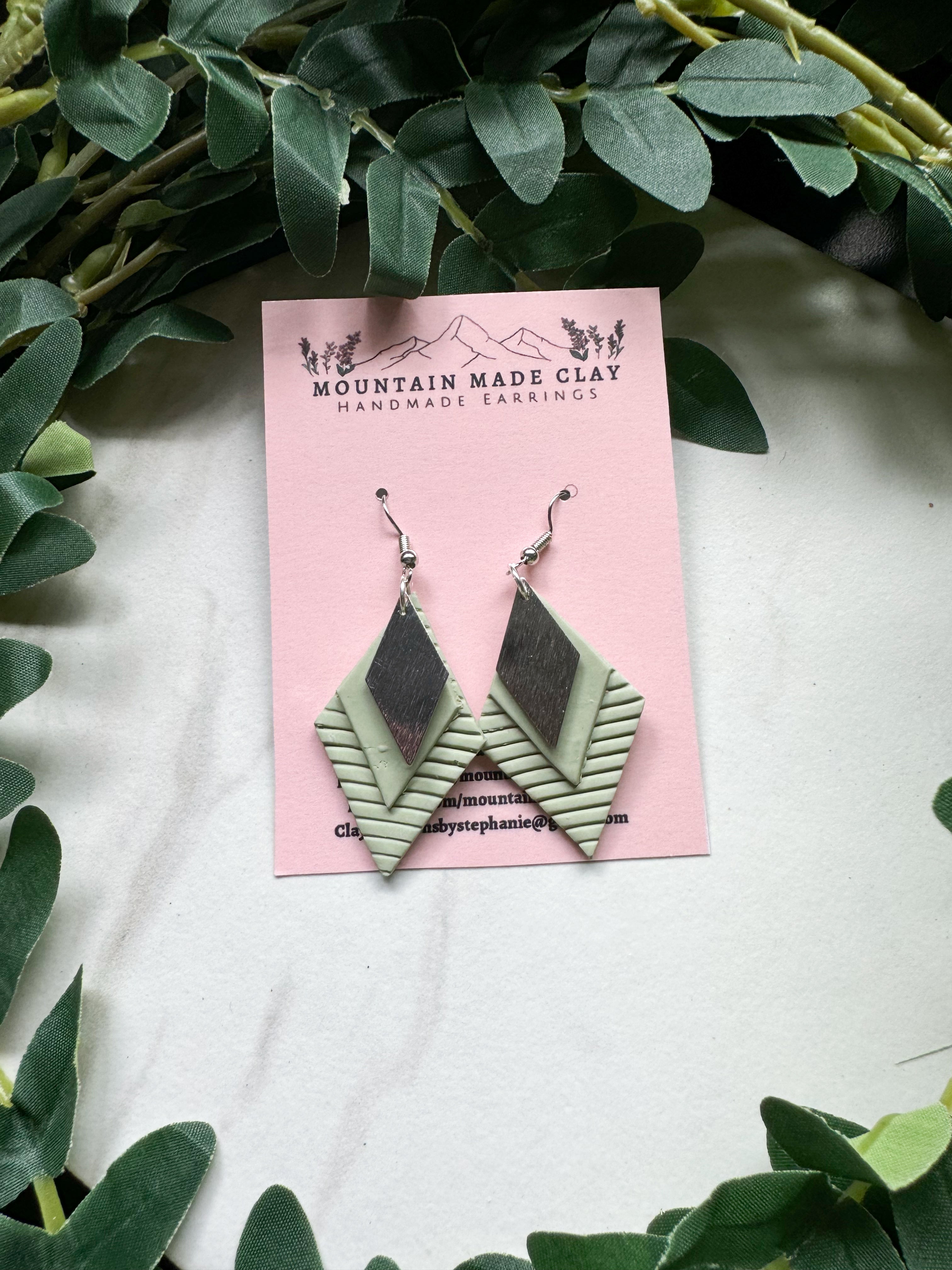 Layered Diamond Clay Earrings