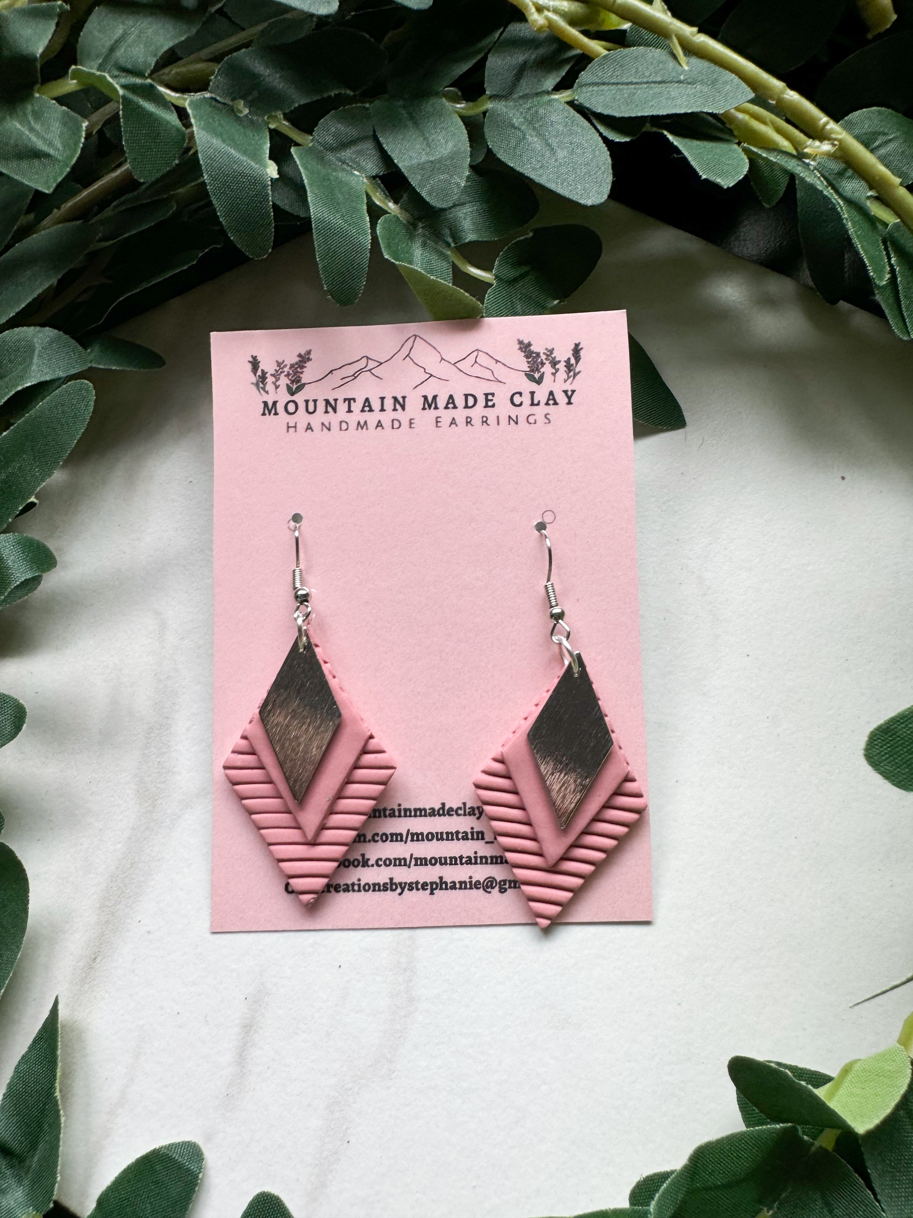 Layered Diamond Clay Earrings