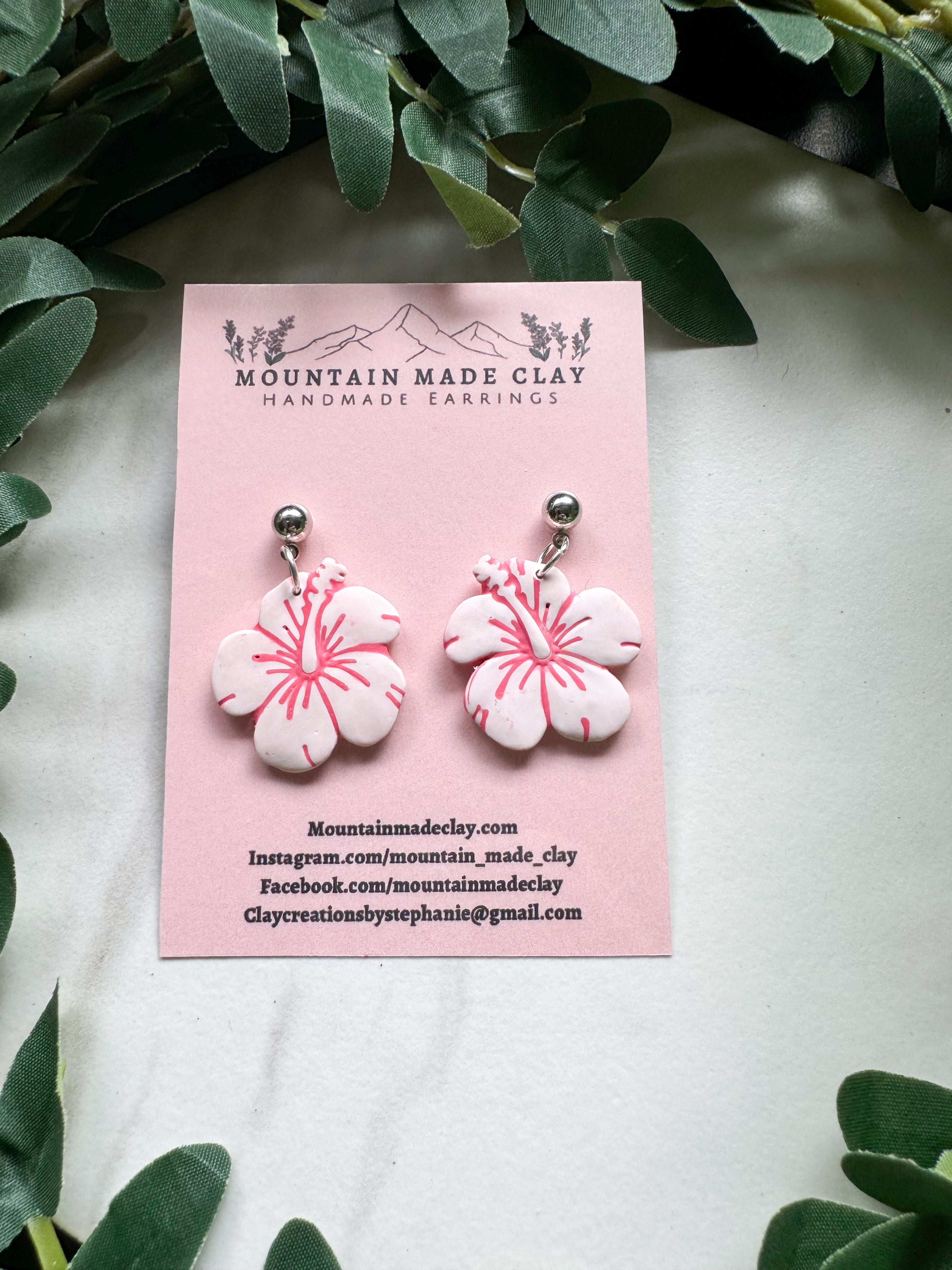 Hibiscus Flower Clay Earrings