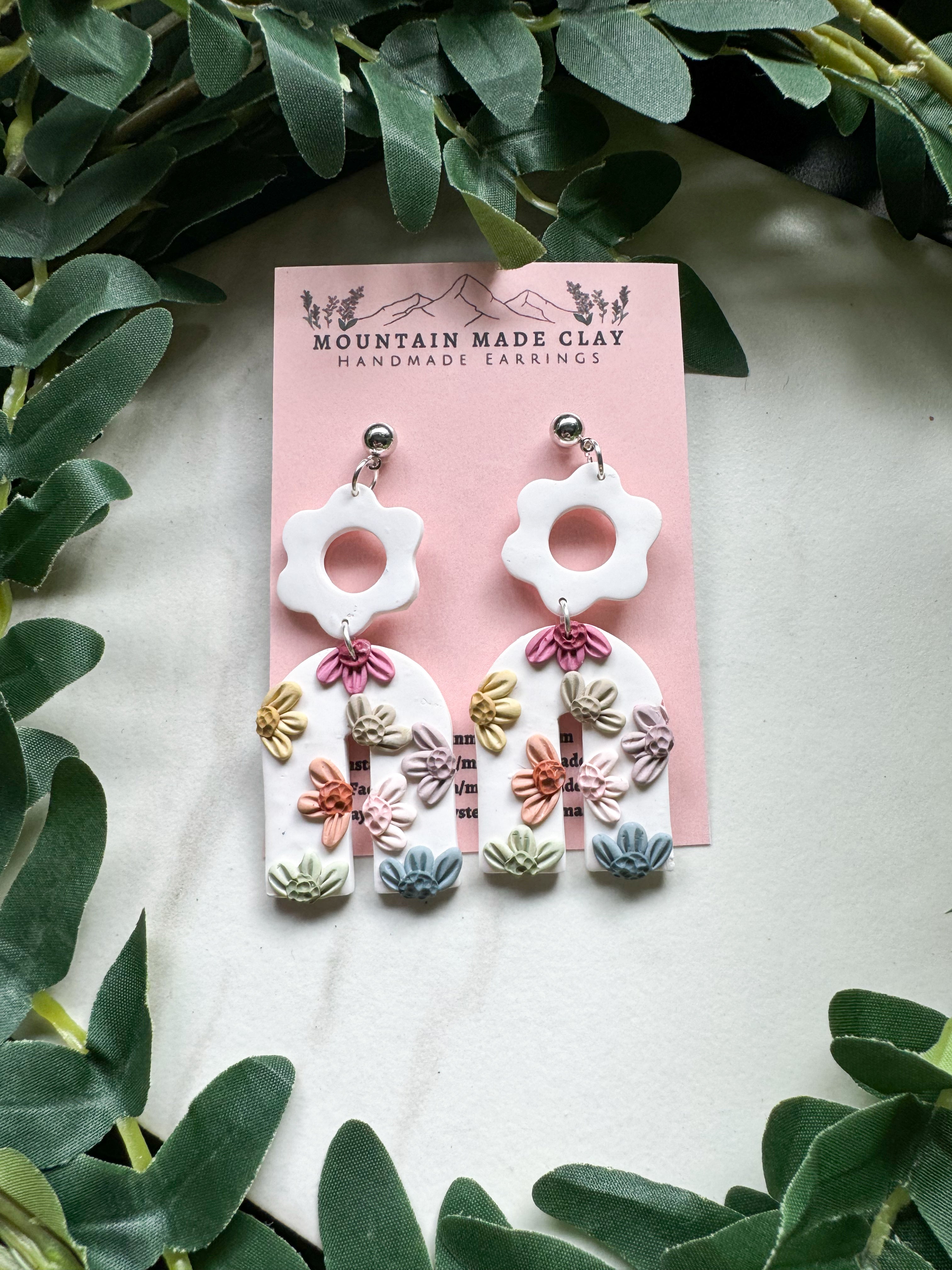 Light Neutral Flower Arch Earrings