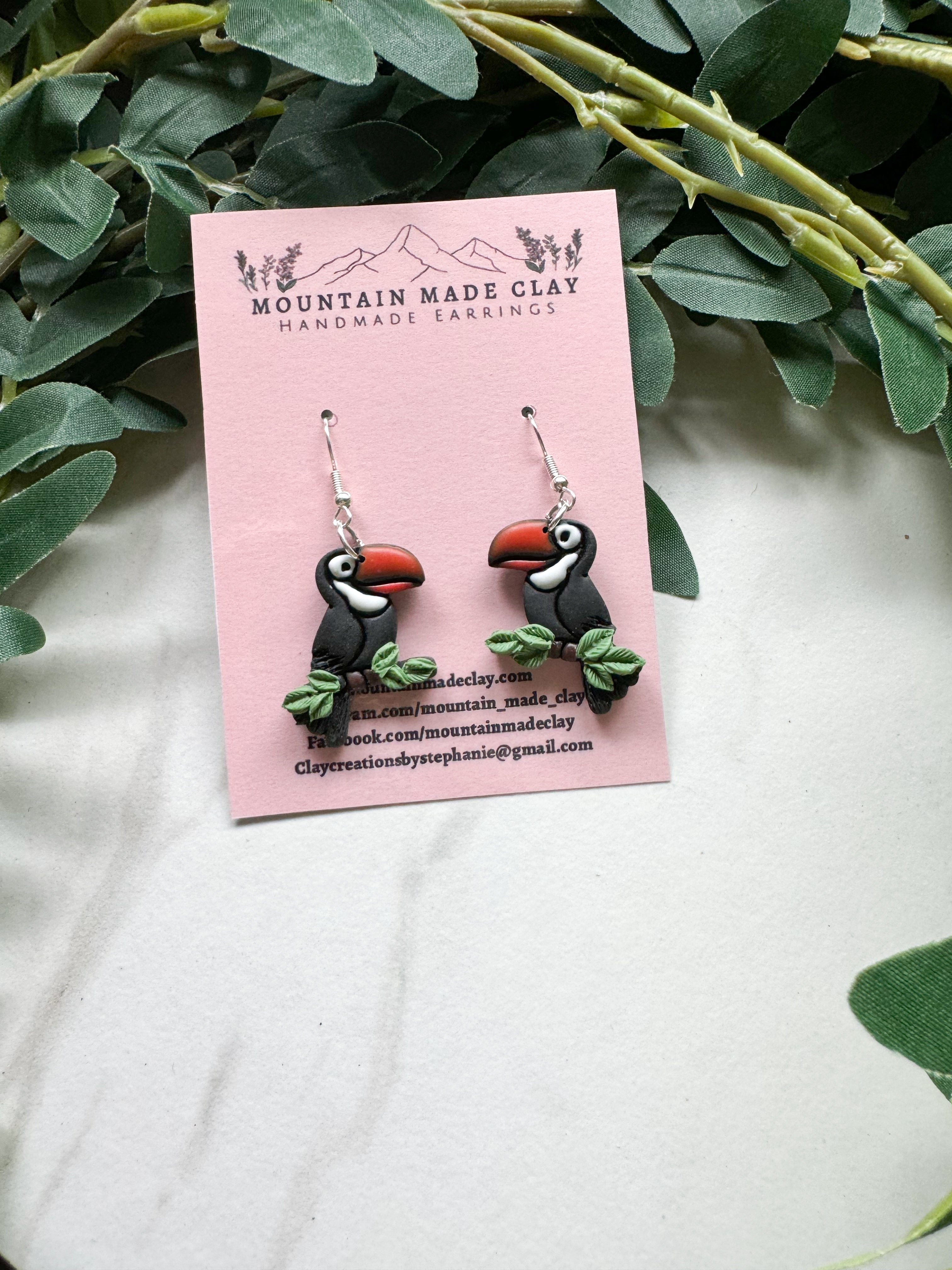 Toucan Clay Earrings