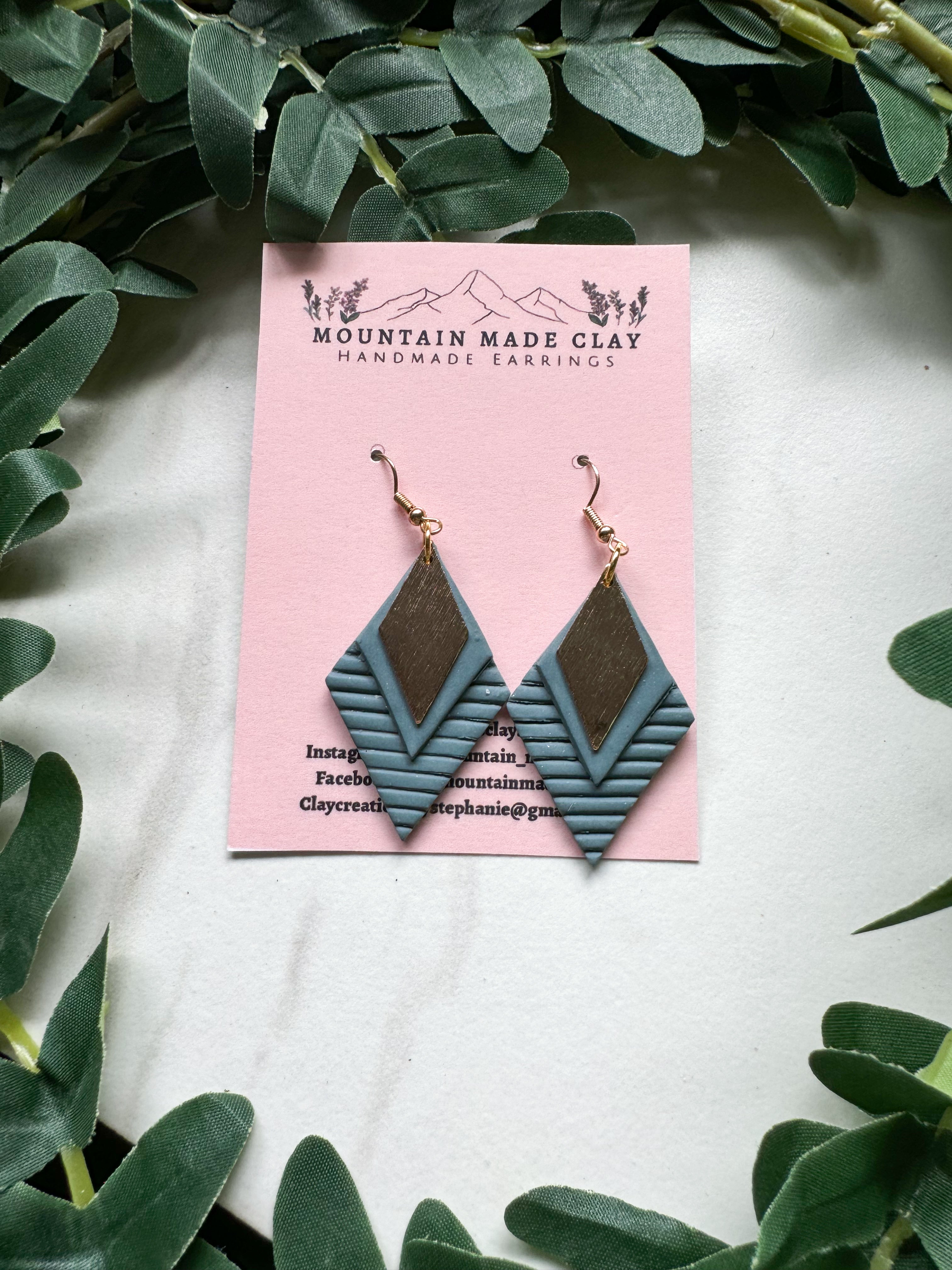 Layered Diamond Clay Earrings