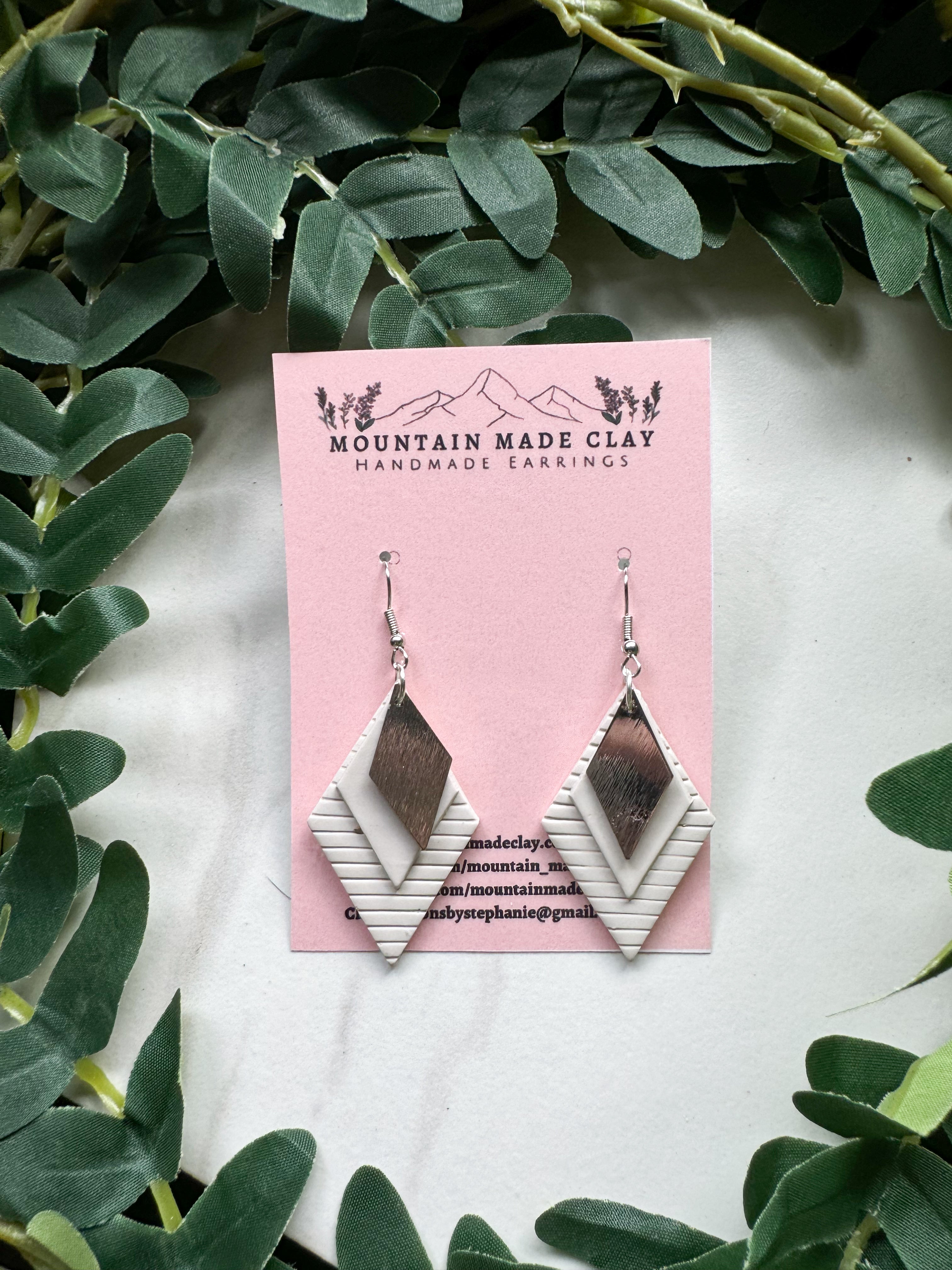 Layered Diamond Clay Earrings