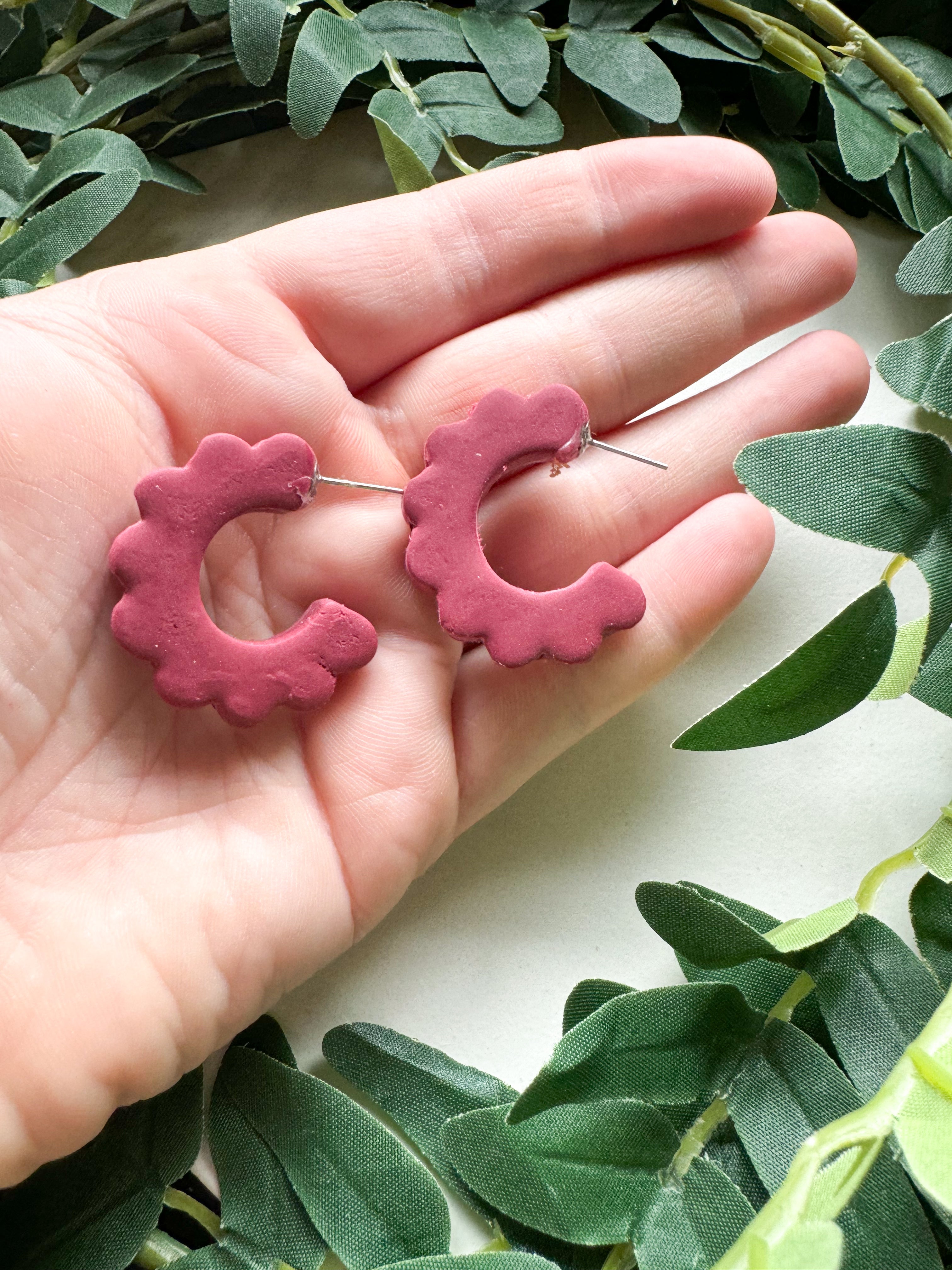 Clay Half  Hoop Earrings