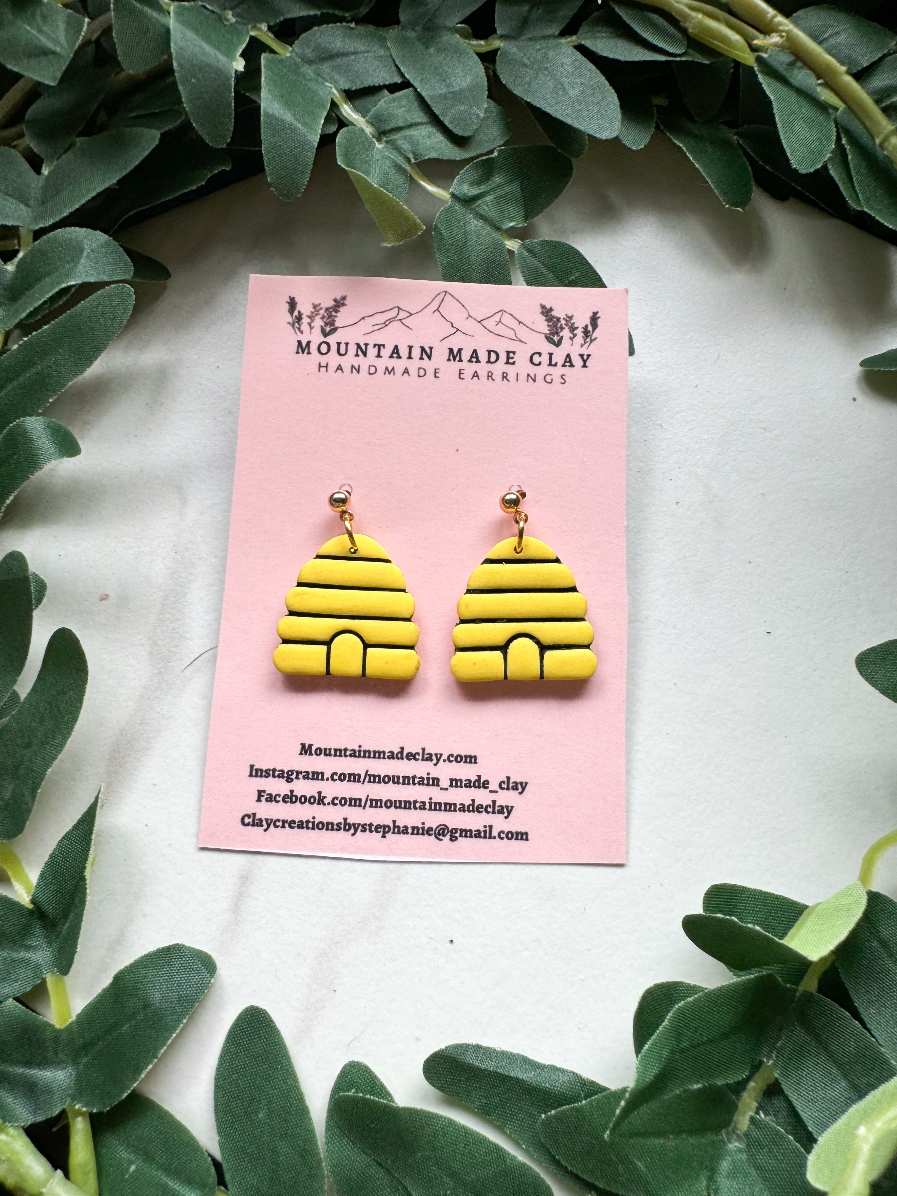 Bee Hive Clay Earrings