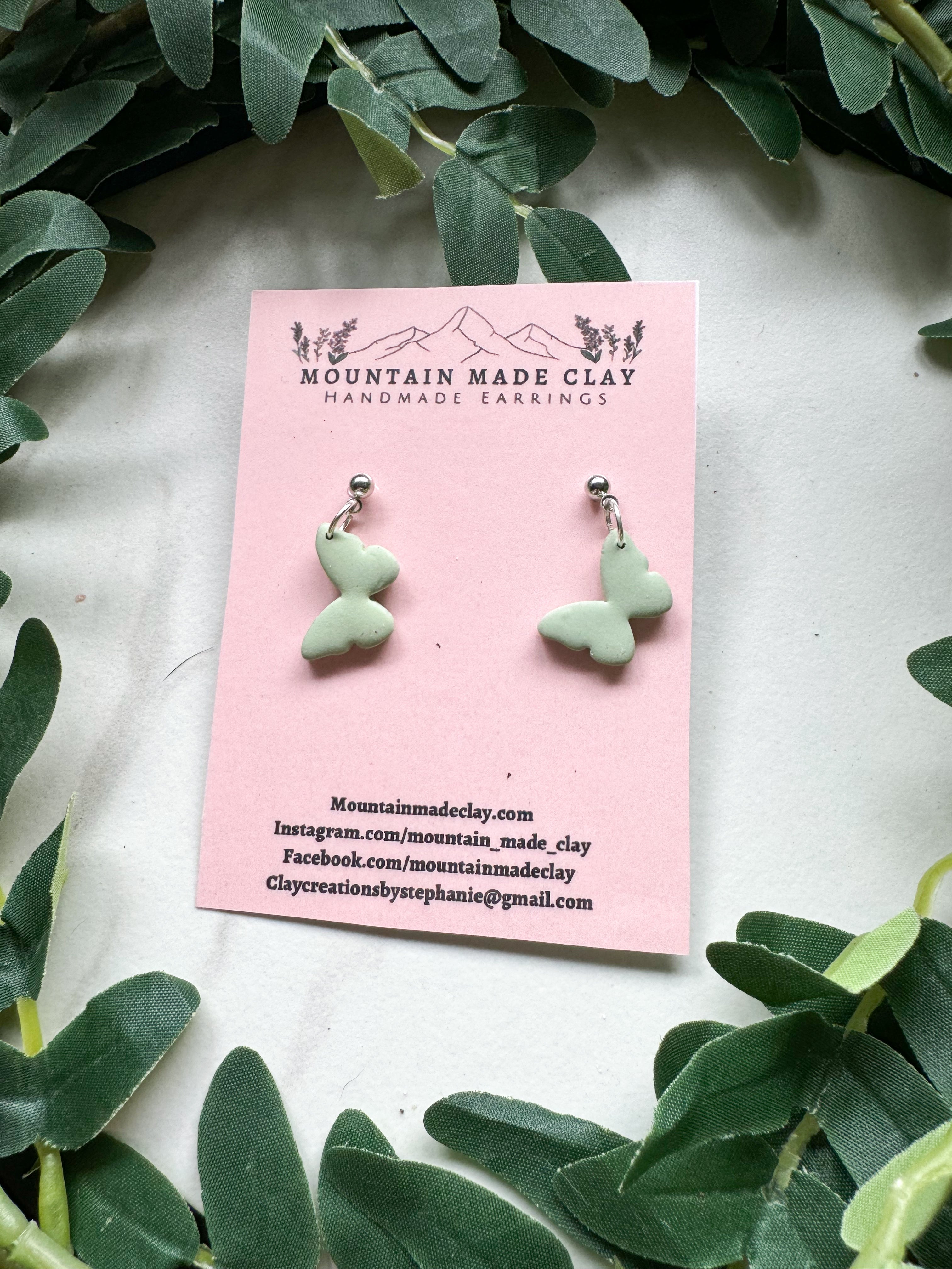 Small Butterfly Clay Earrings