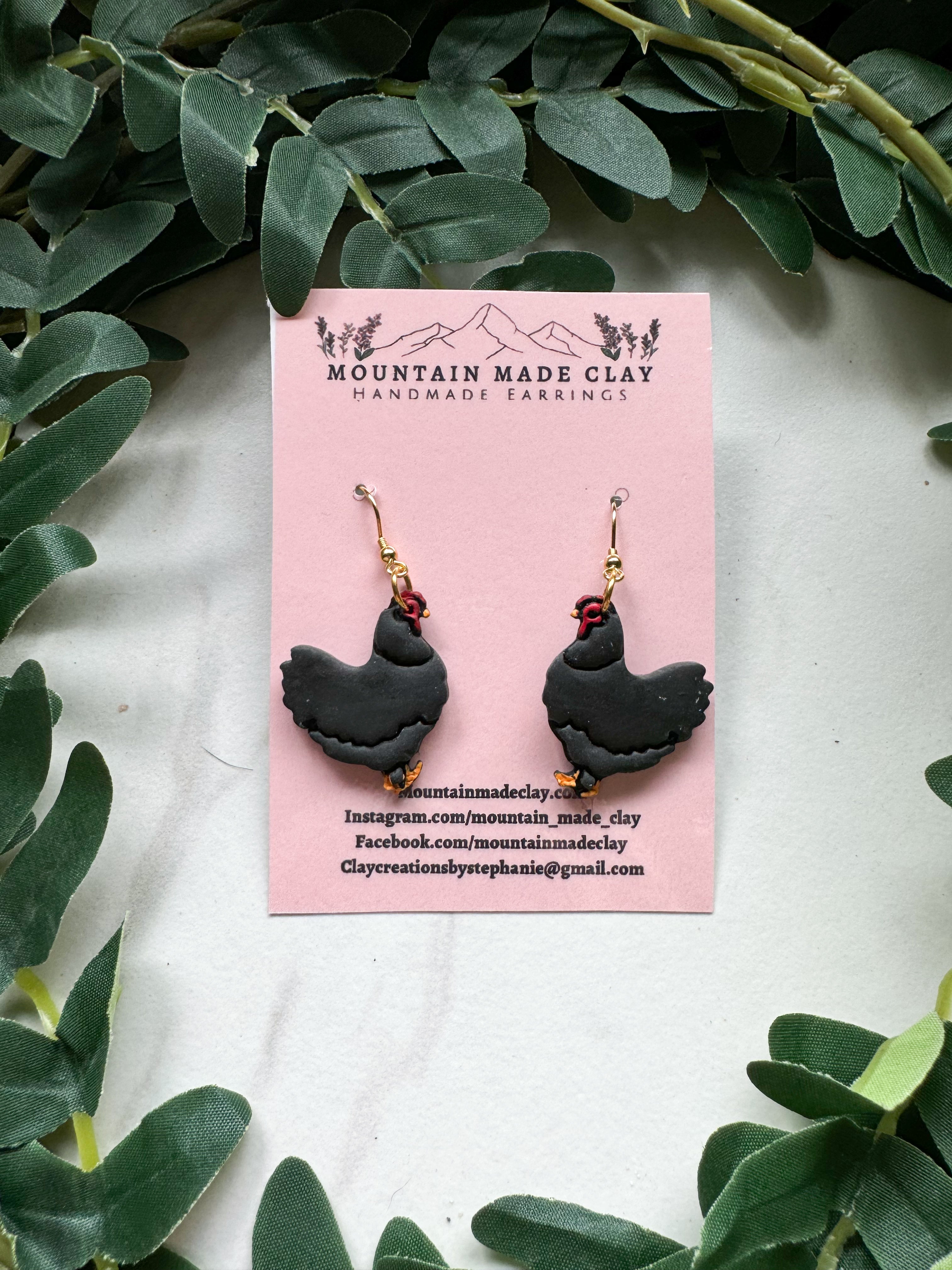 Chicken Clay Earrings