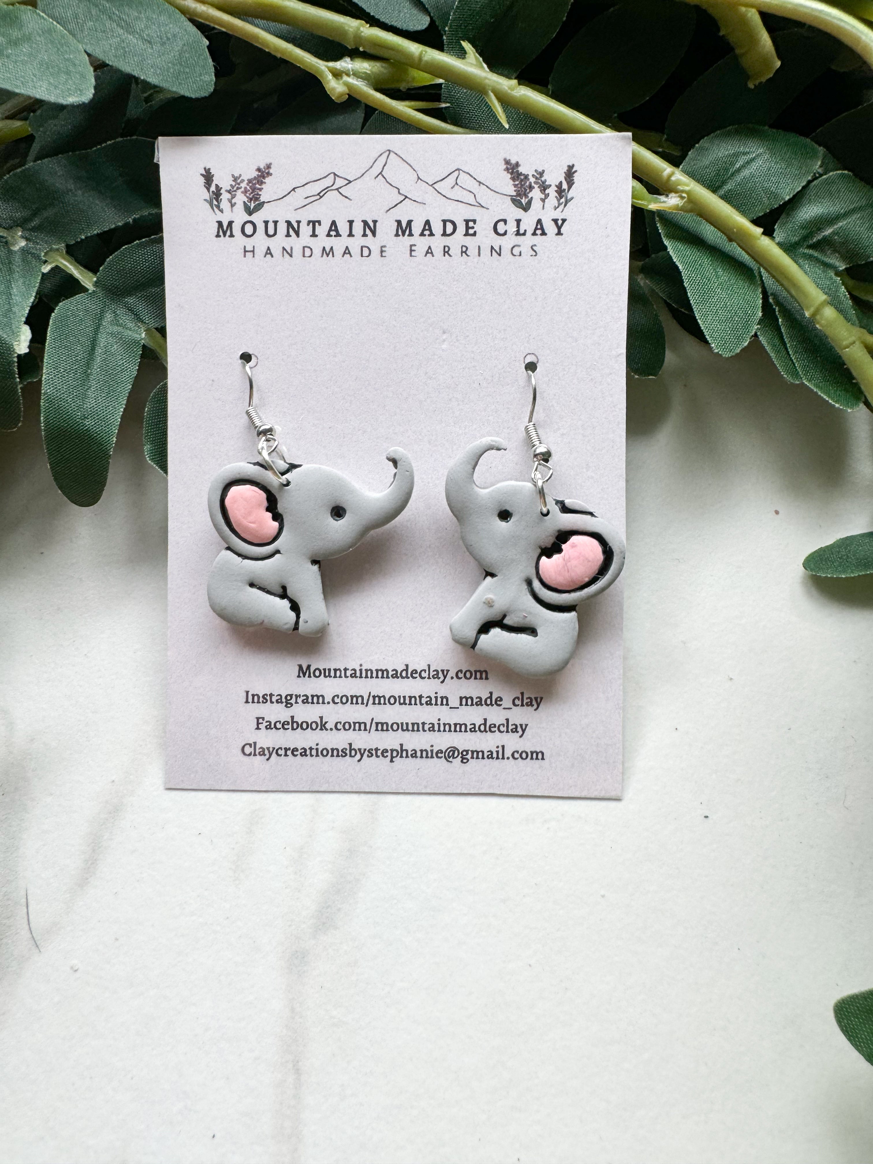 Elephant Clay Earrings