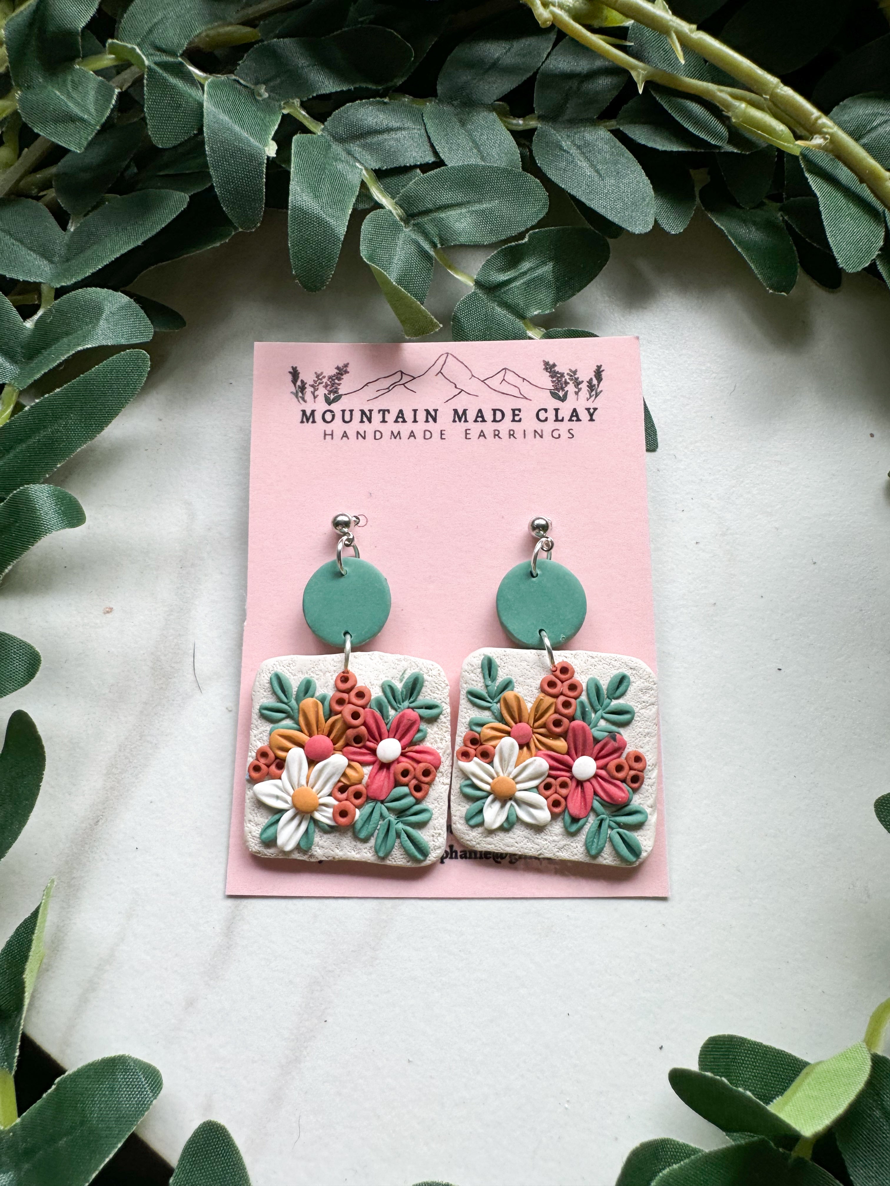 Floral Clay Earrings