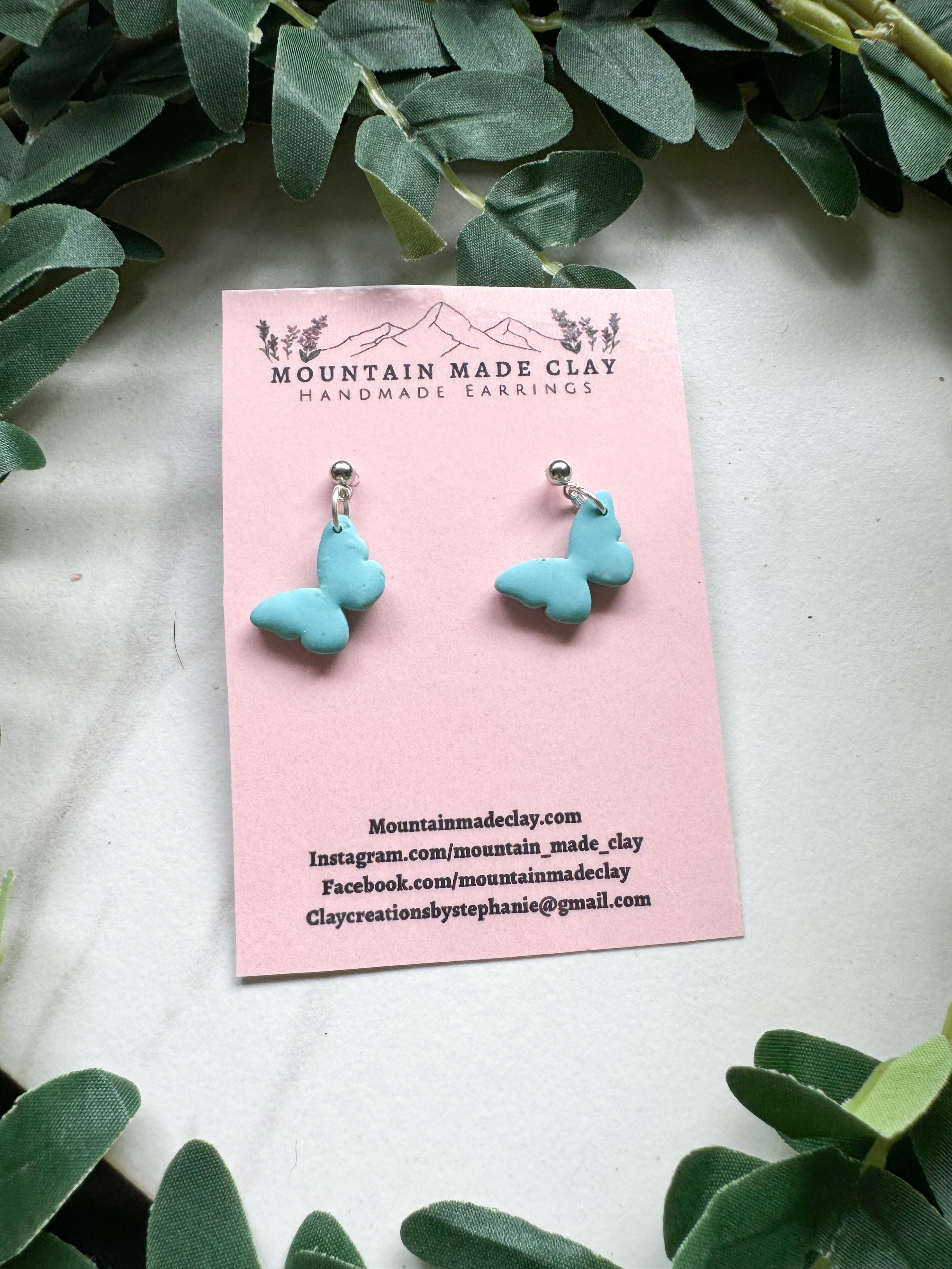 Small Butterfly Clay Earrings