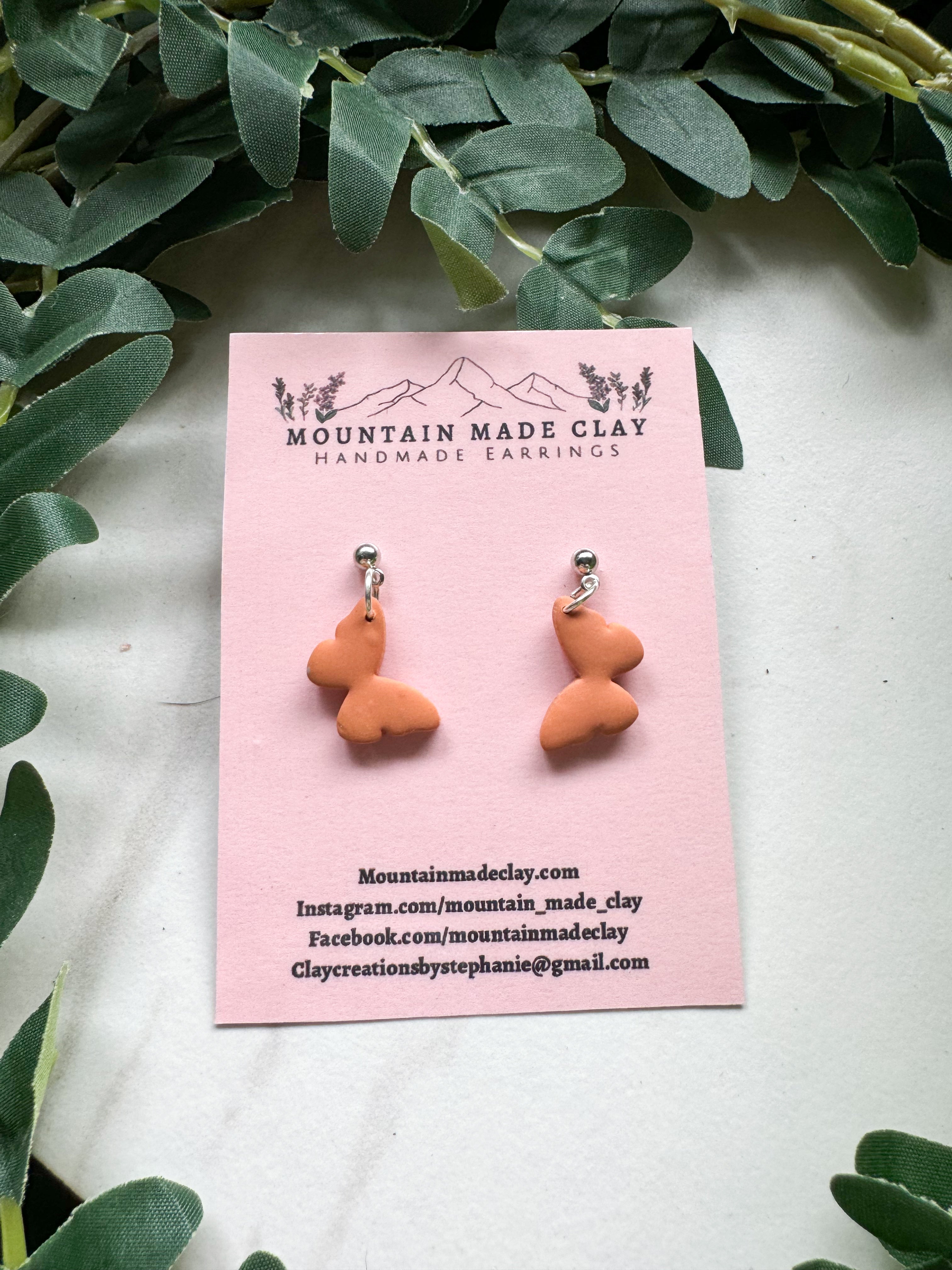 Small Butterfly Clay Earrings