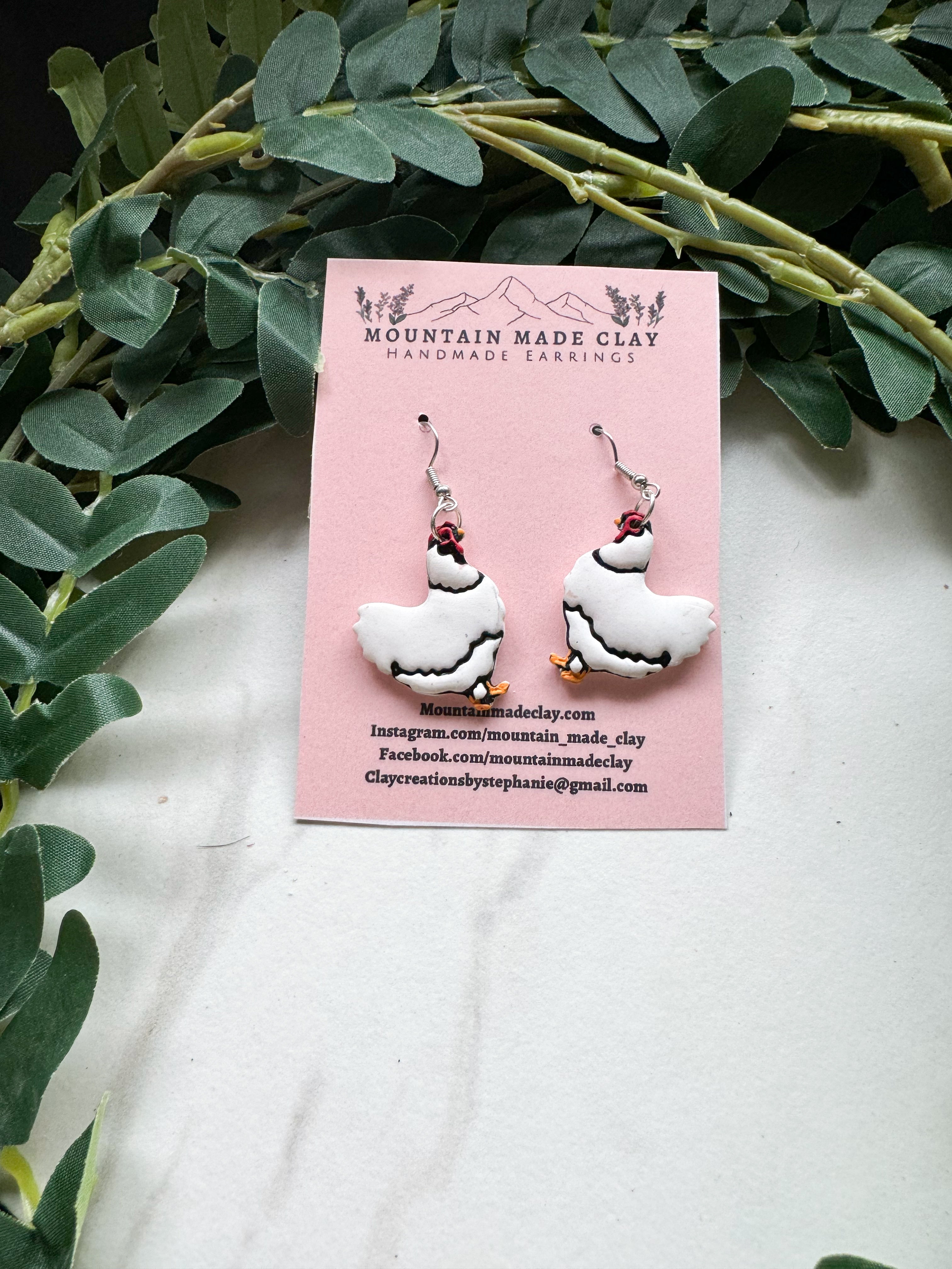 Chicken Clay Earrings