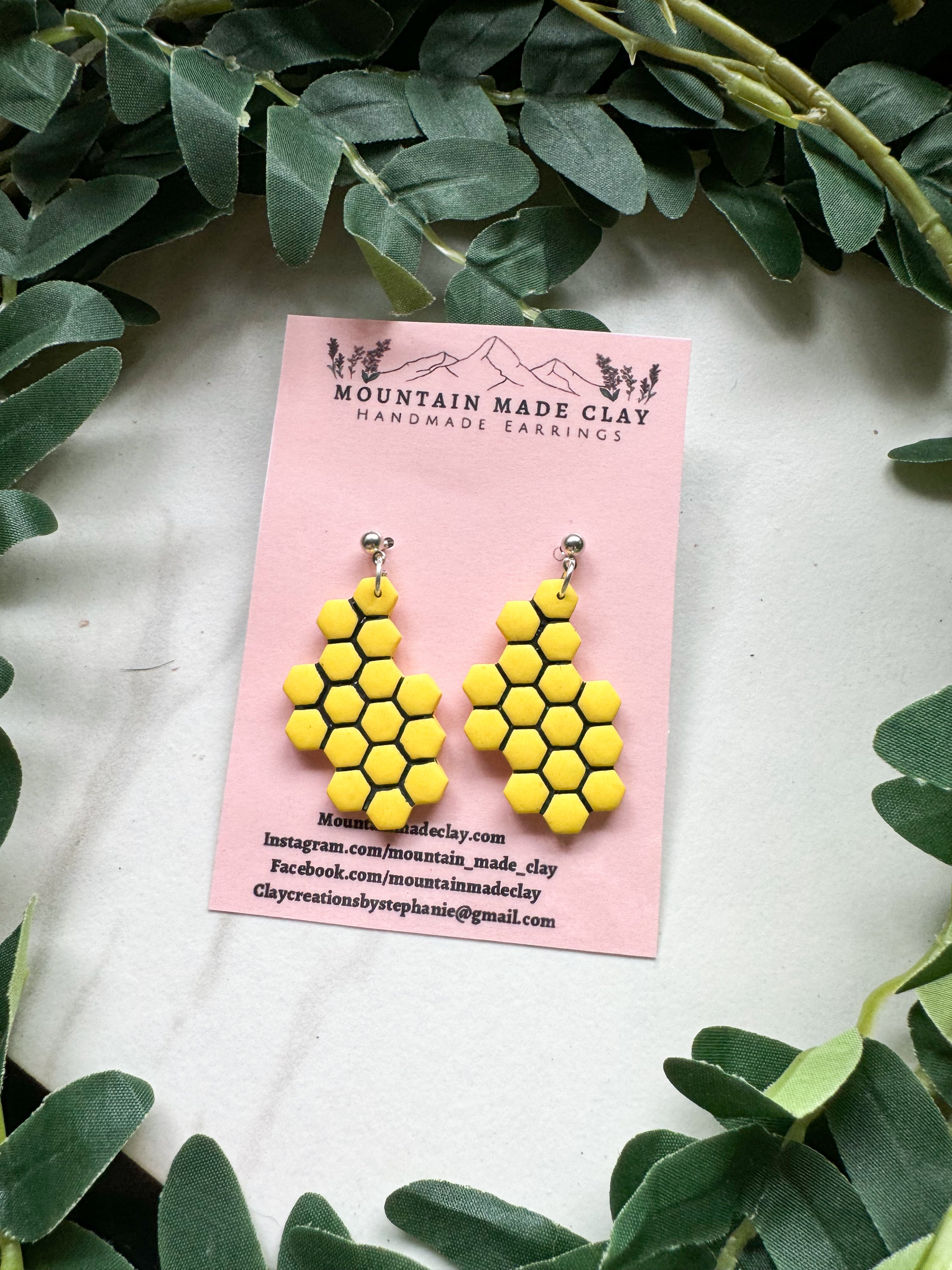 Honeycomb Clay Earrings