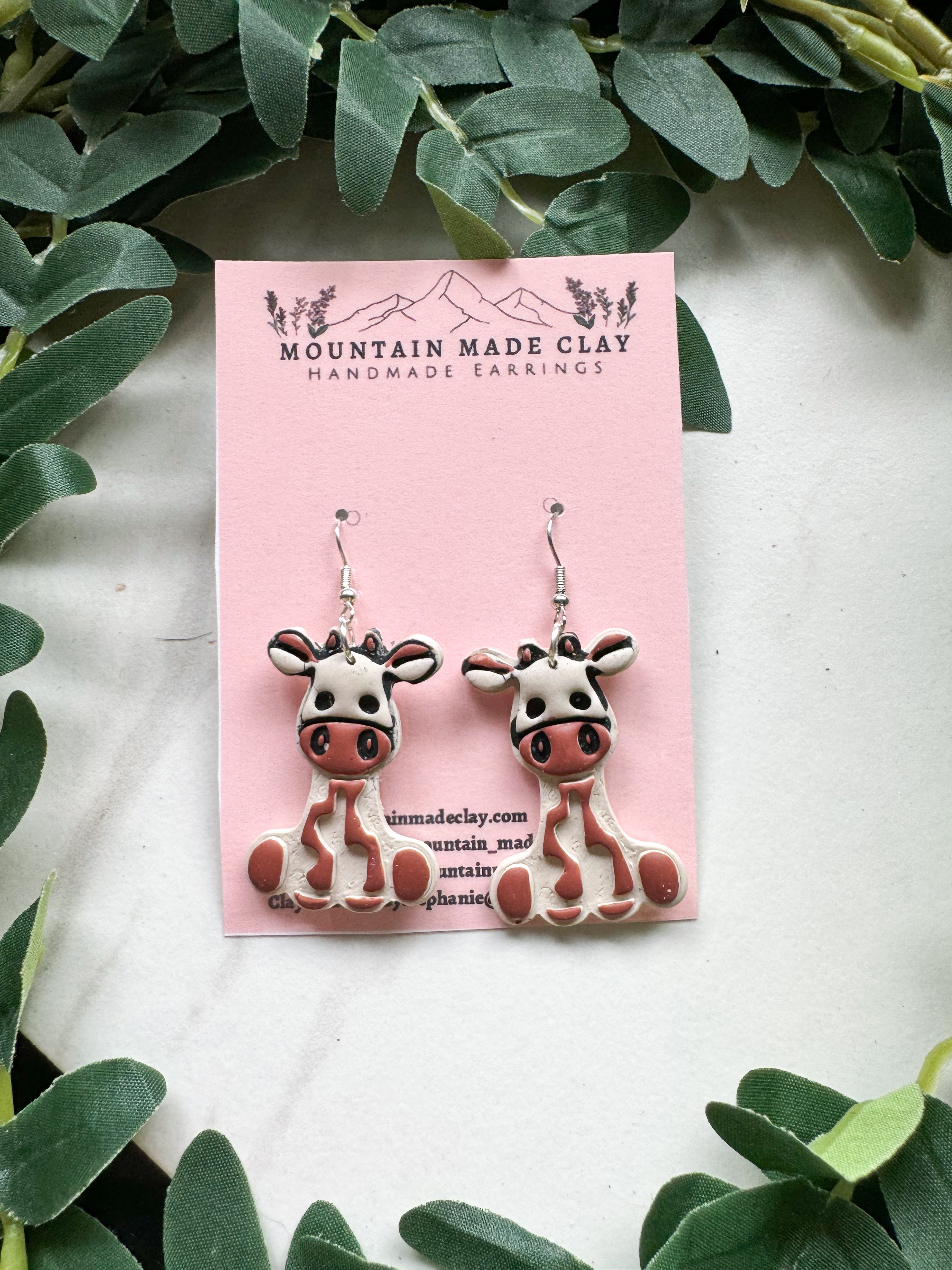 Cute Giraffe Clay Earrings