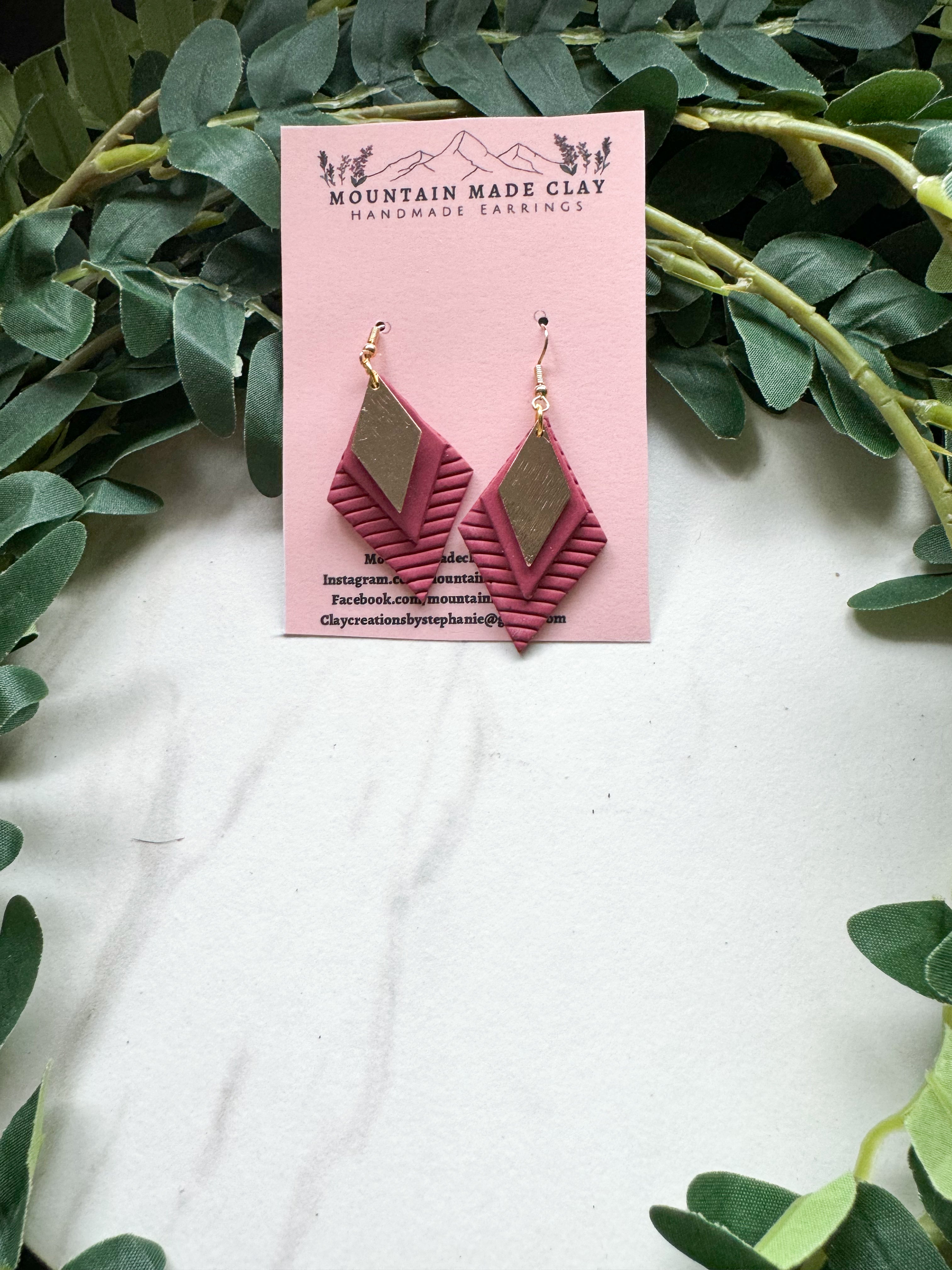 Layered Diamond Clay Earrings