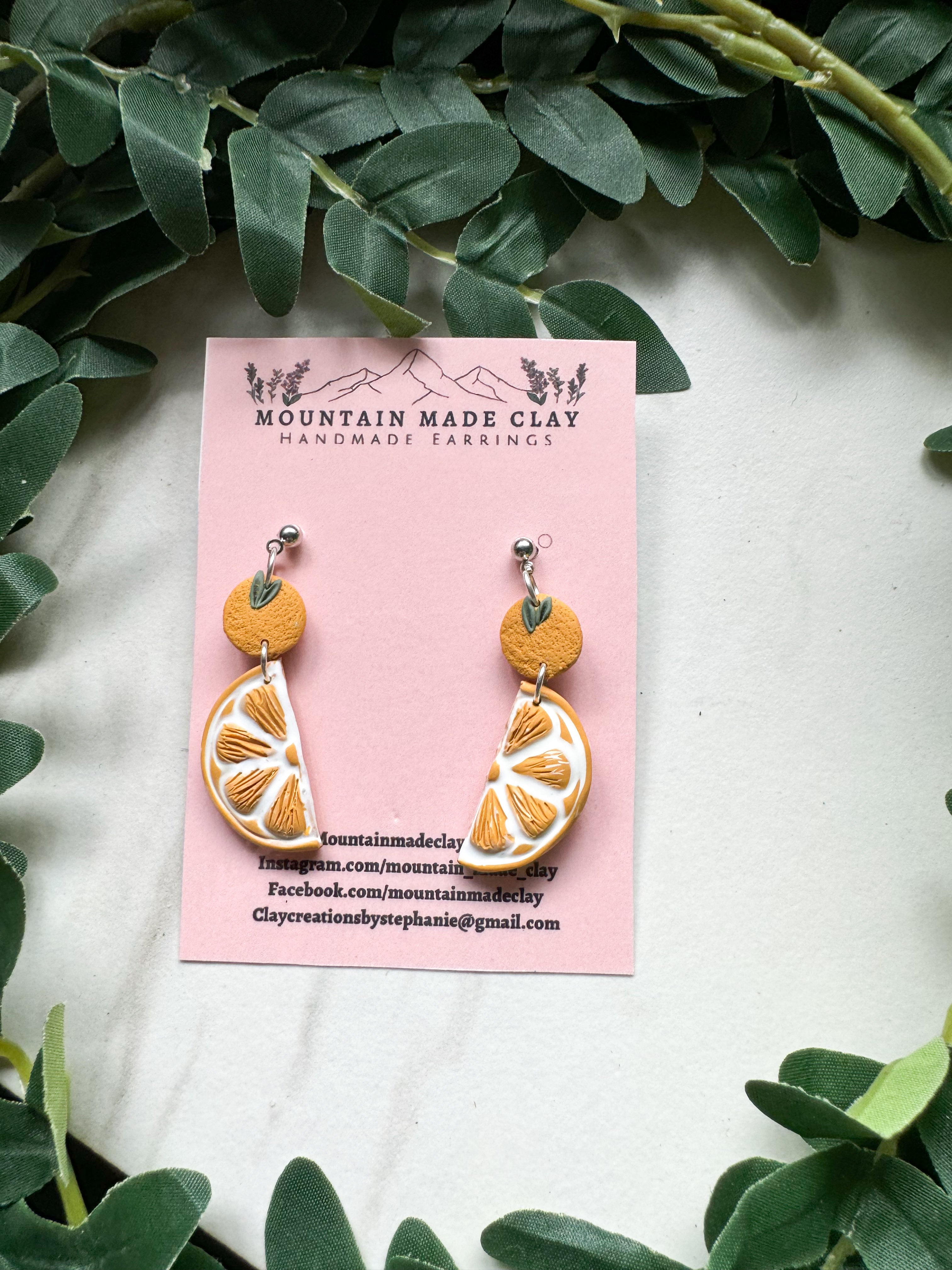 Citrus Fruit Clay Earrings