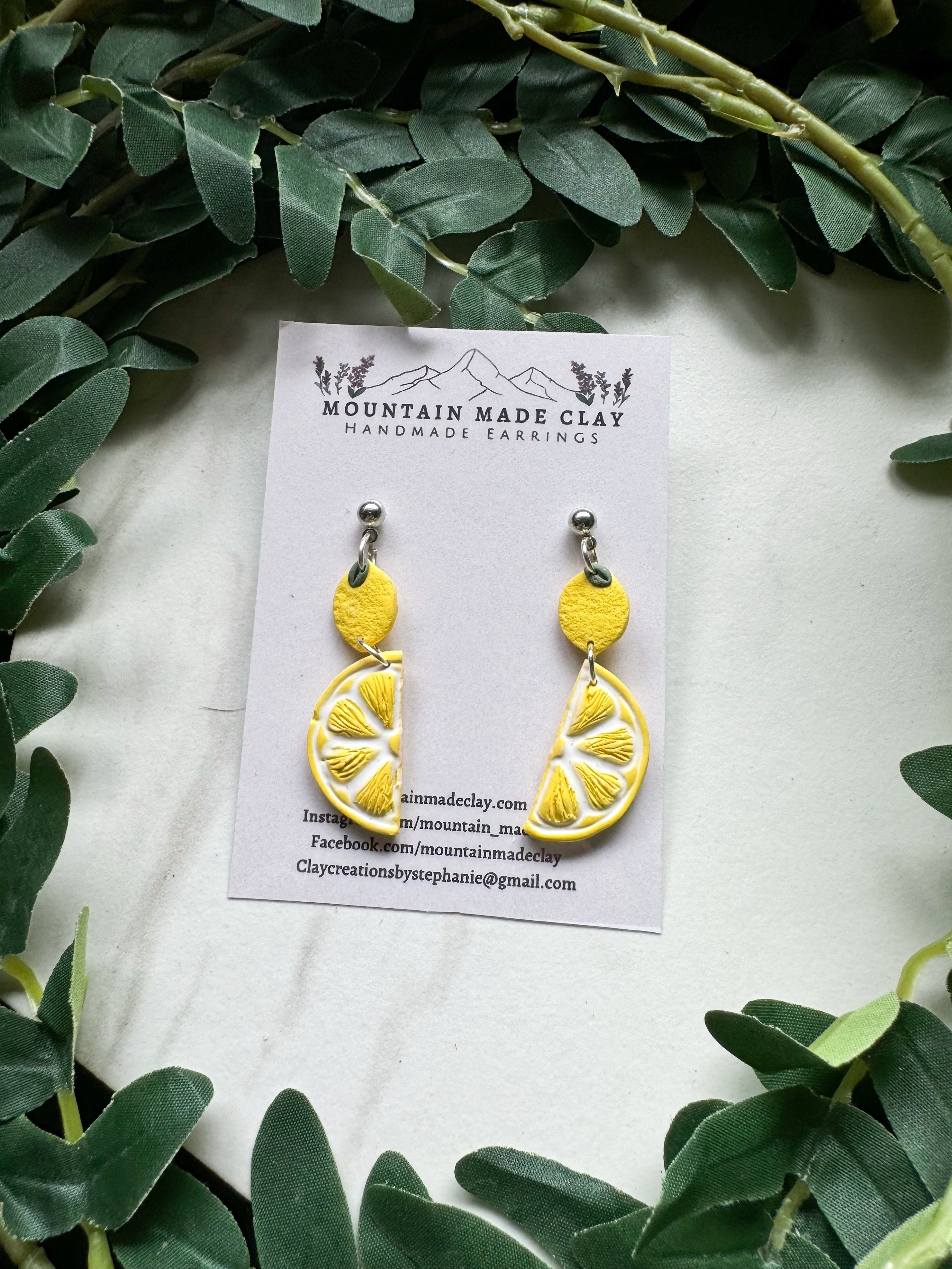 Citrus Fruit Clay Earrings