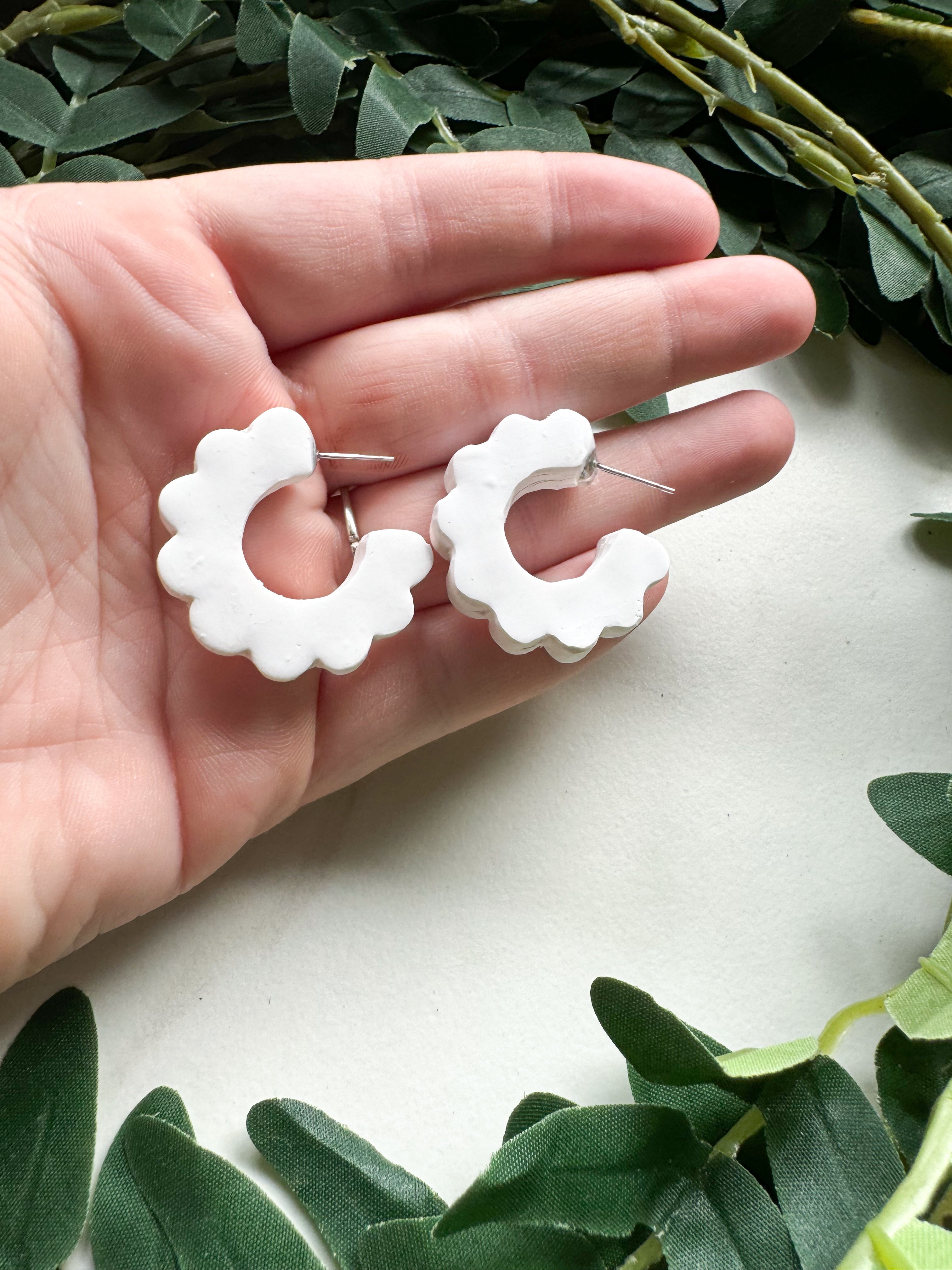 Clay Half  Hoop Earrings