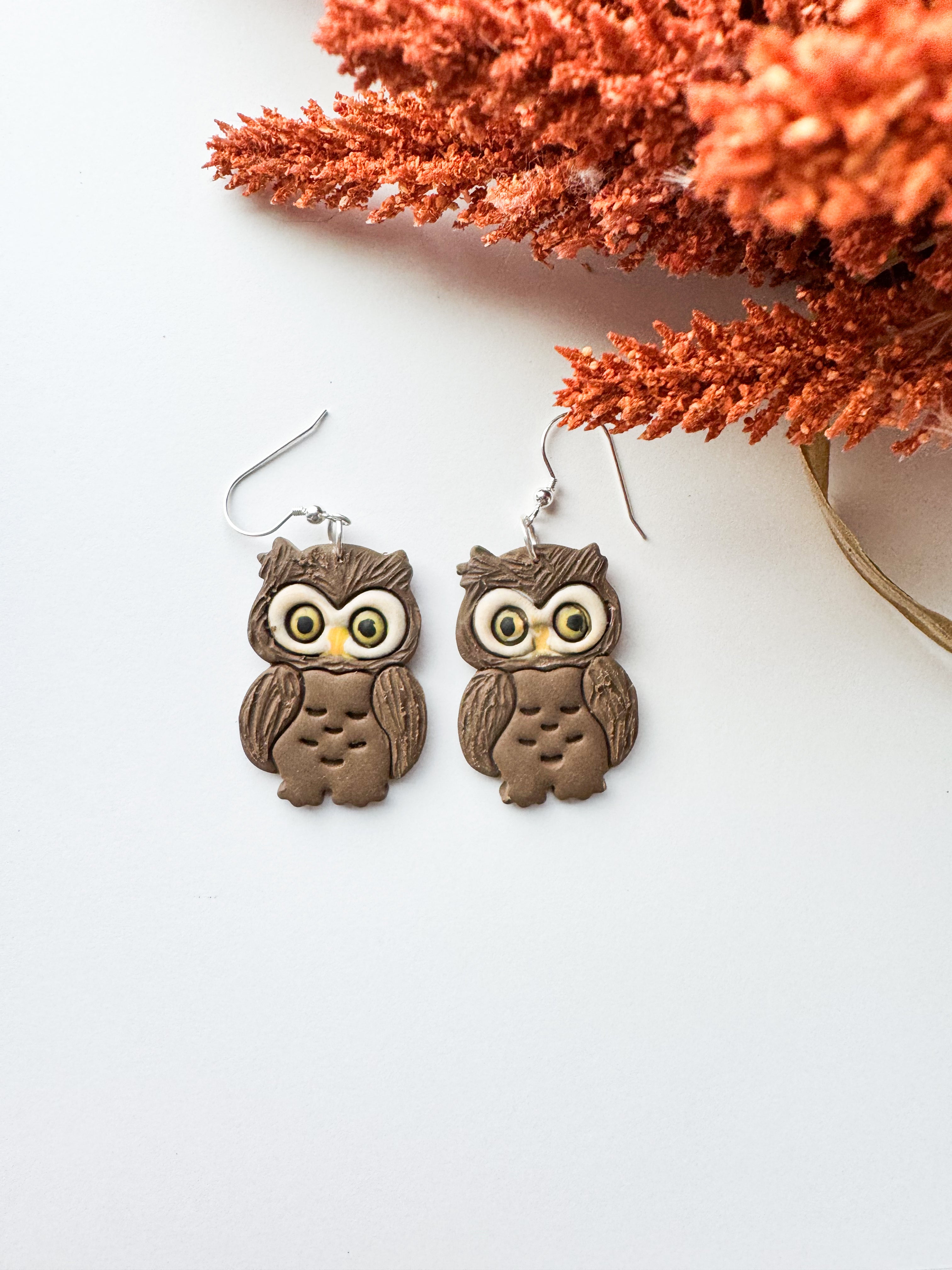 Wise Owl: Halloween Clay Earrings