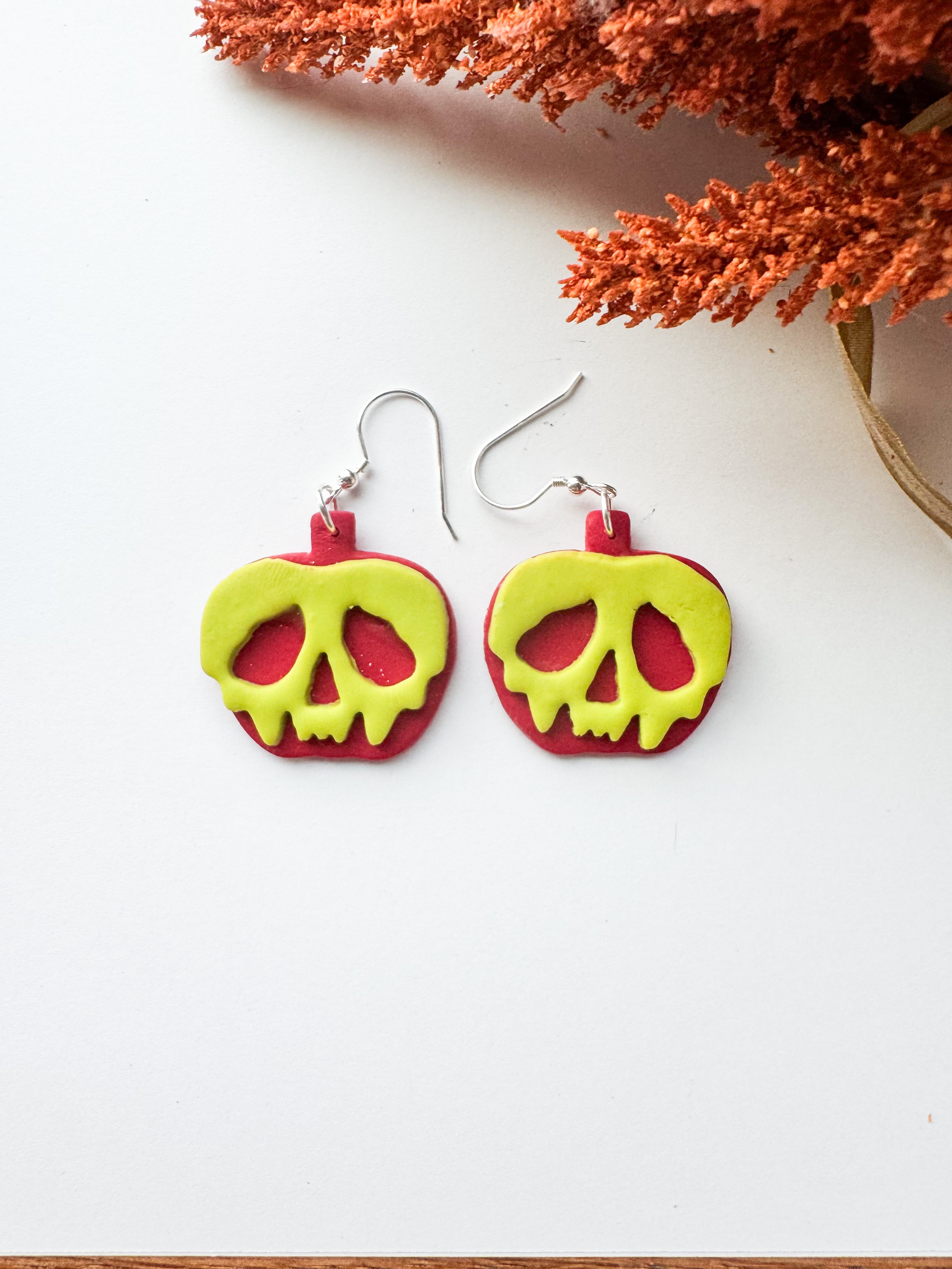 Poison Apple Skull Earrings