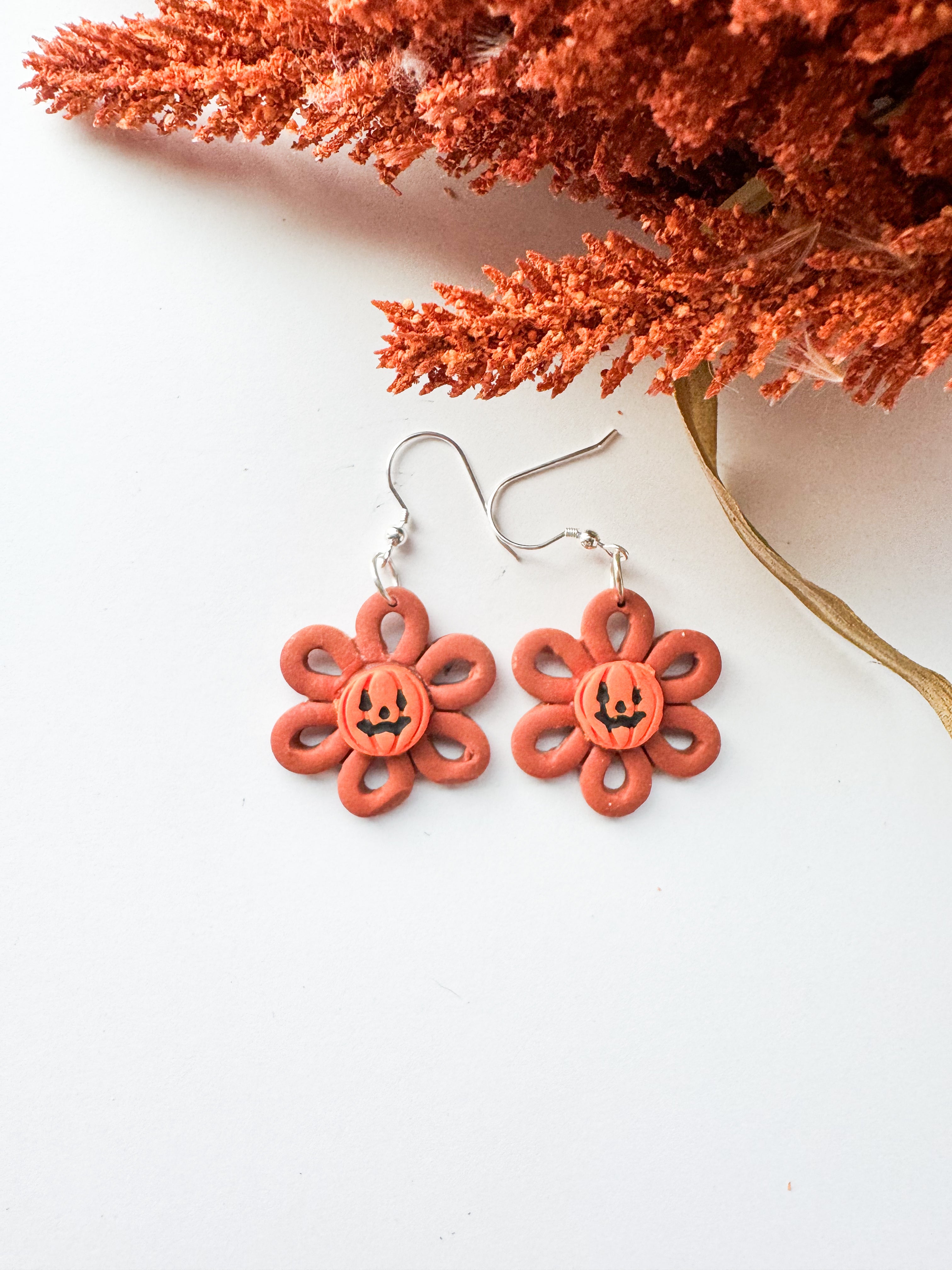Pumpkin Flower Power Earrings