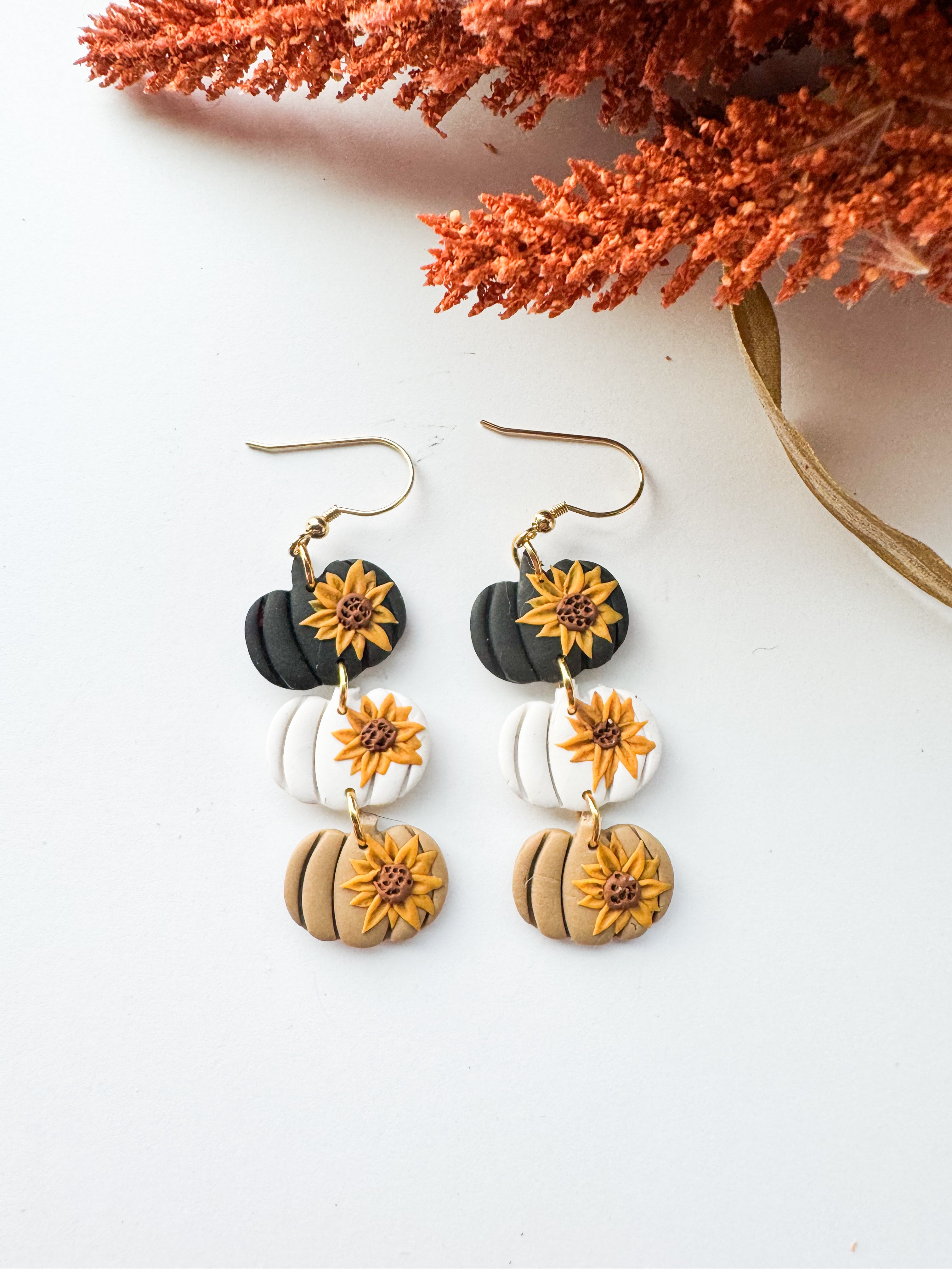 Sunflower Pumpkin Stack Earrings