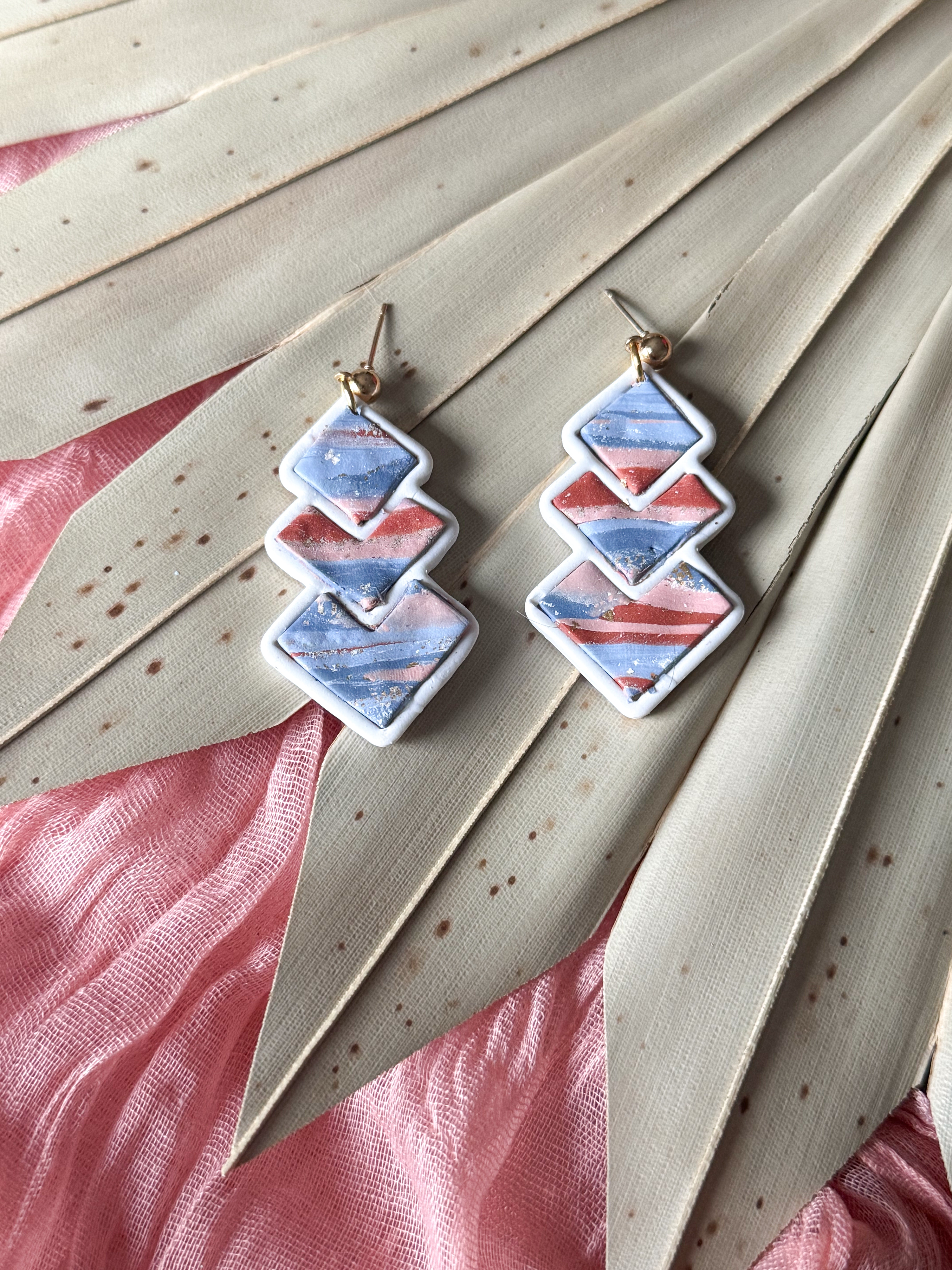 Marbled Arrow Clay Earrings