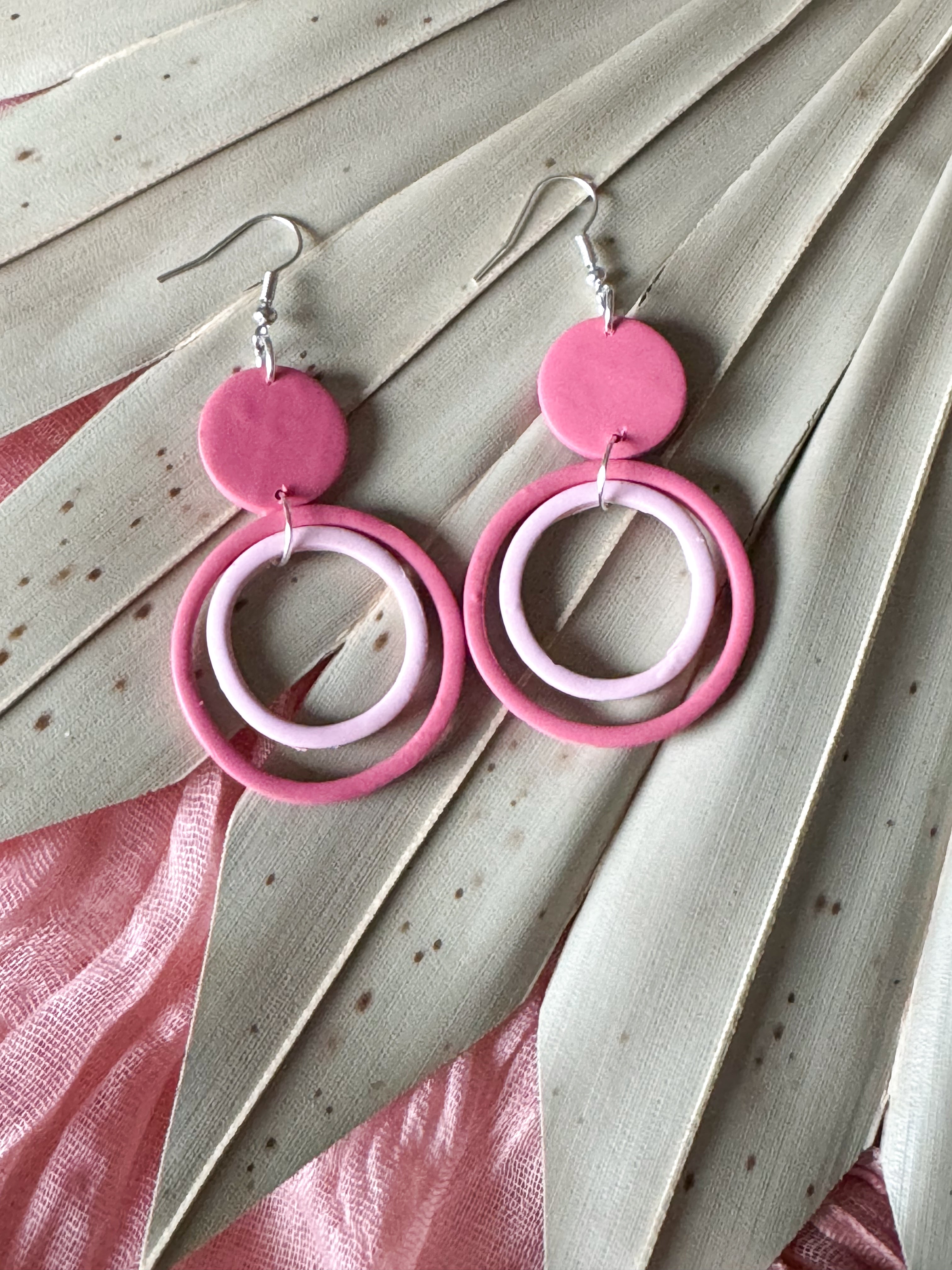 Circle Inlay Clay Earrings