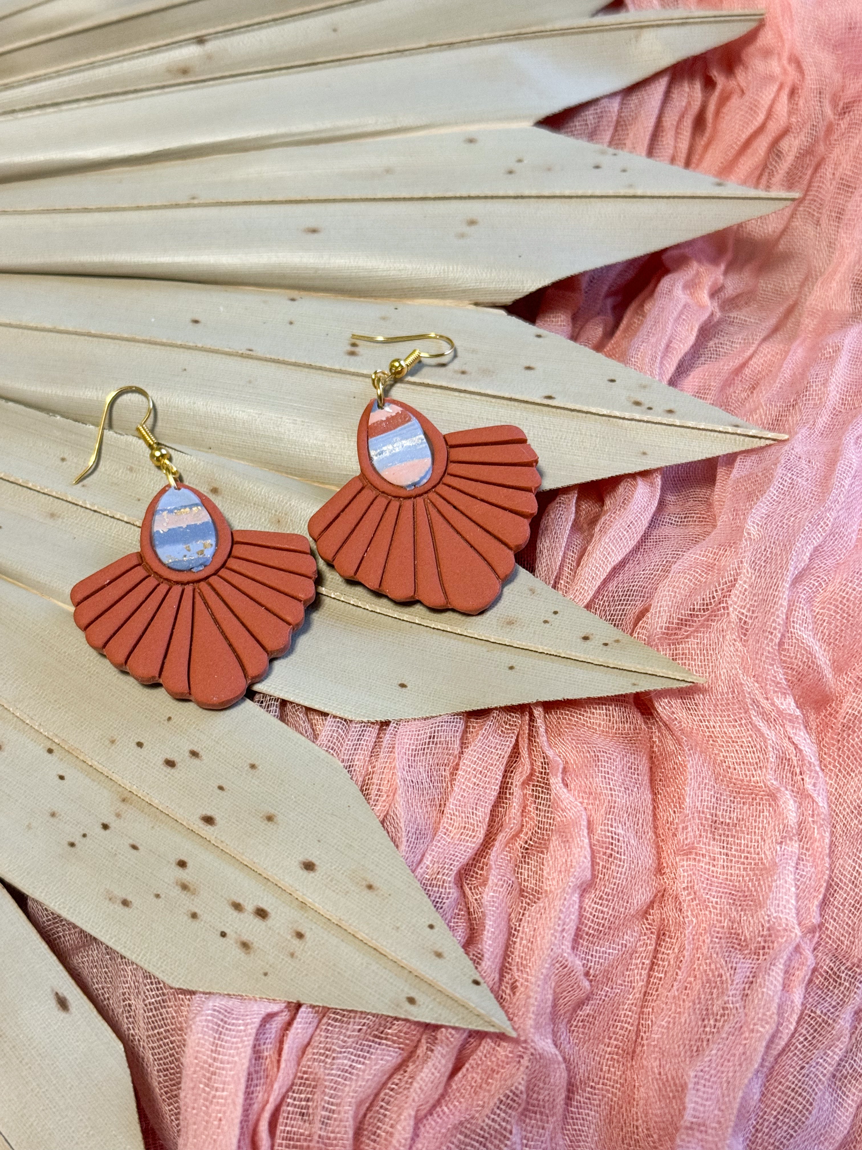 Terracotta Marble Clay Earrings