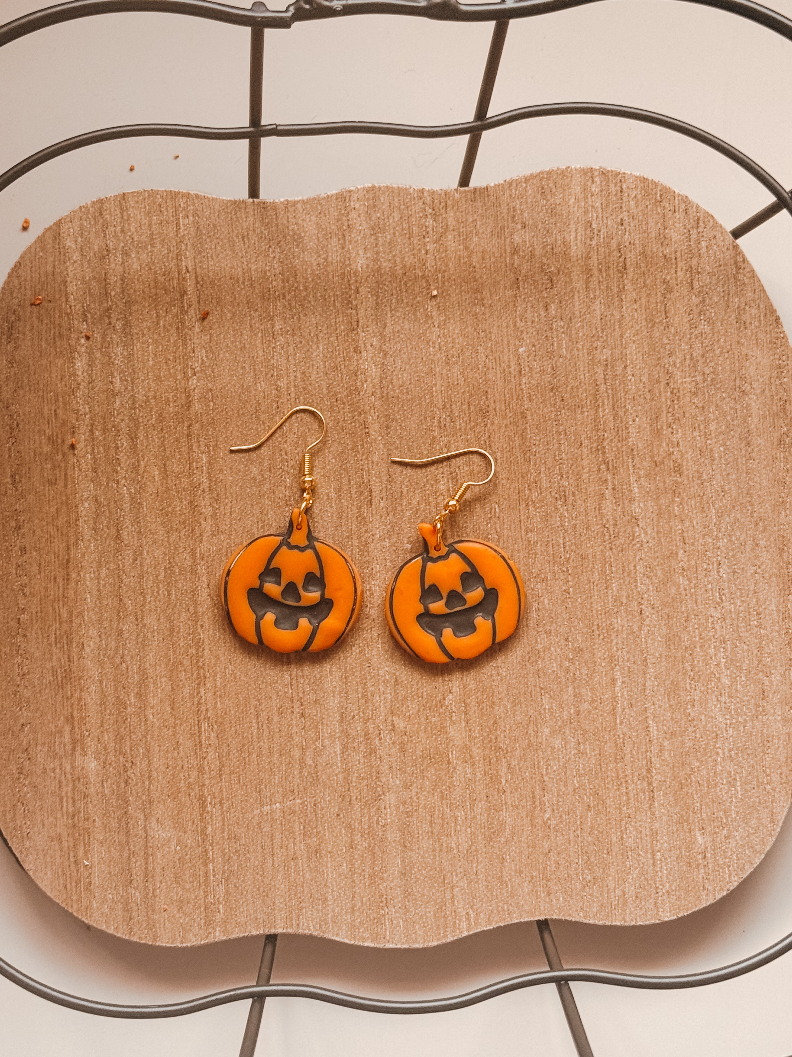 Jack-O-Lantern Clay Earrings