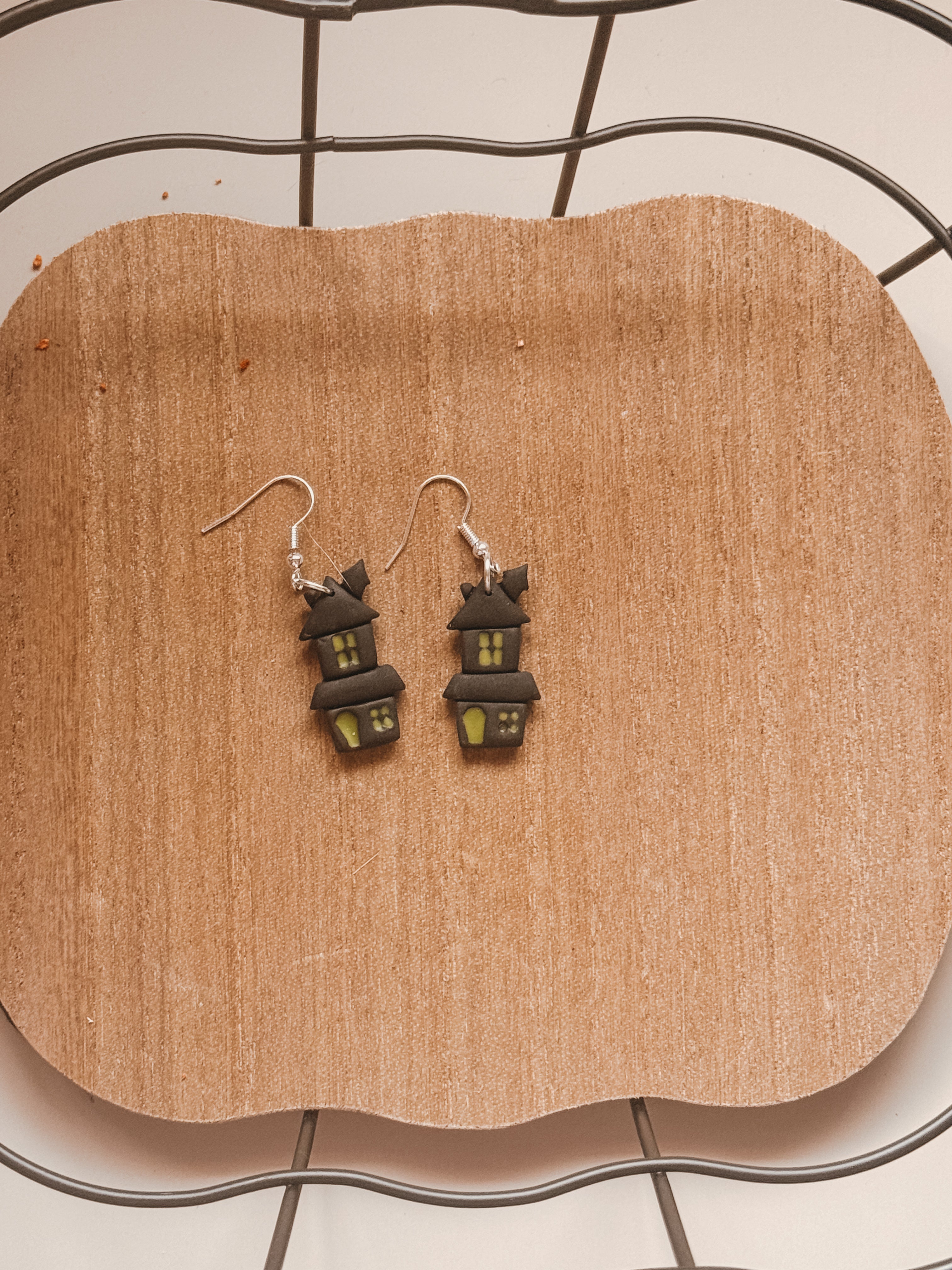 Haunted House Clay Earrings