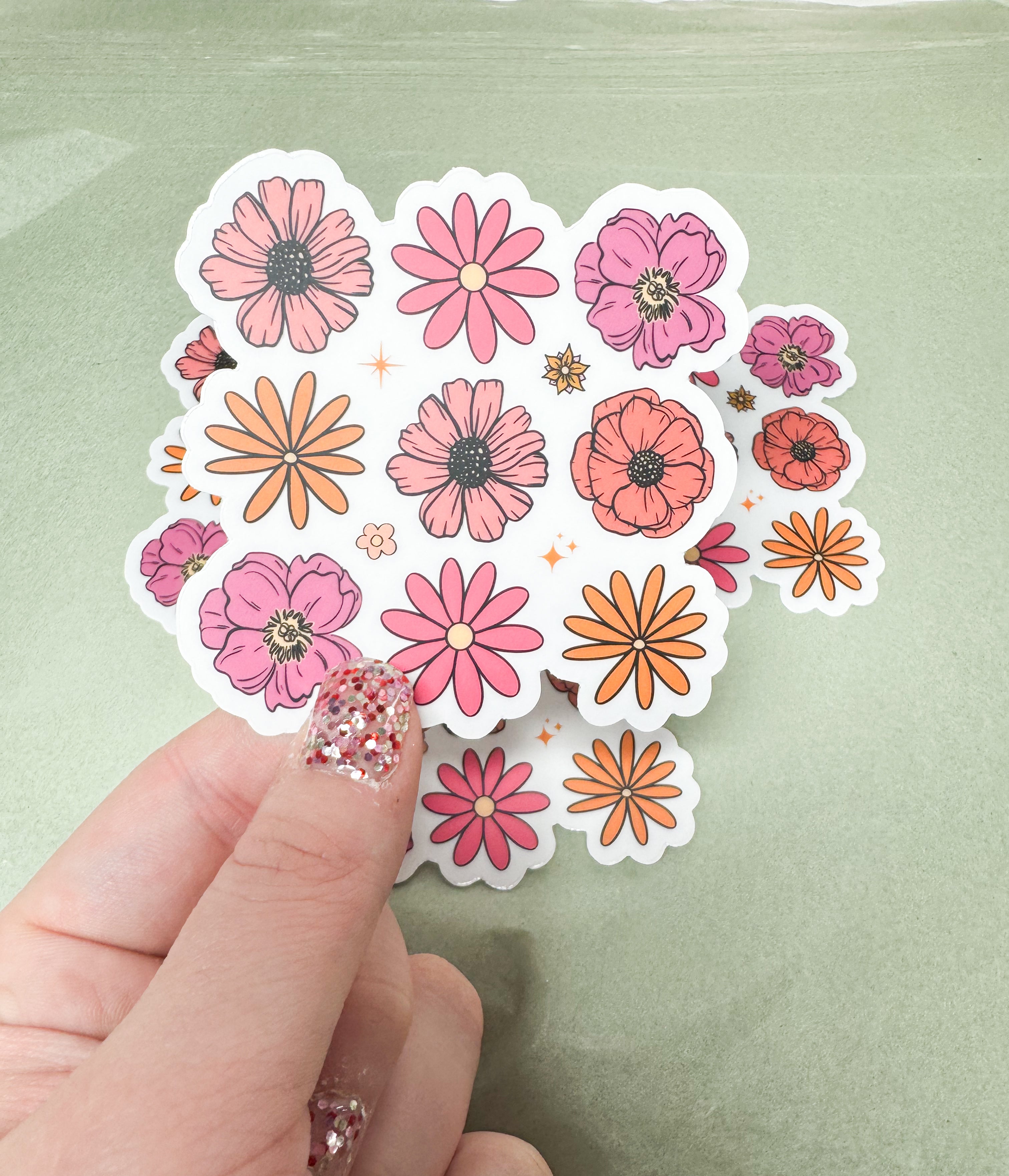 Flowers Clear Vinyl Sticker
