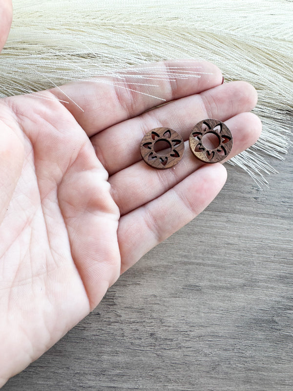 Wood Heart Studs