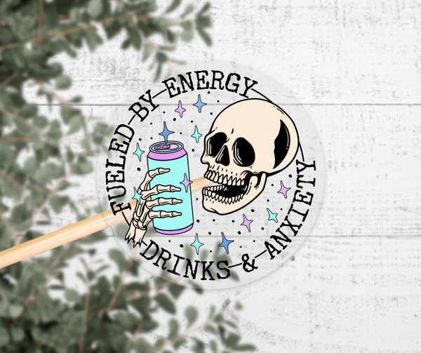 Energy Drinks & Anxiety Clear Vinyl Sticker